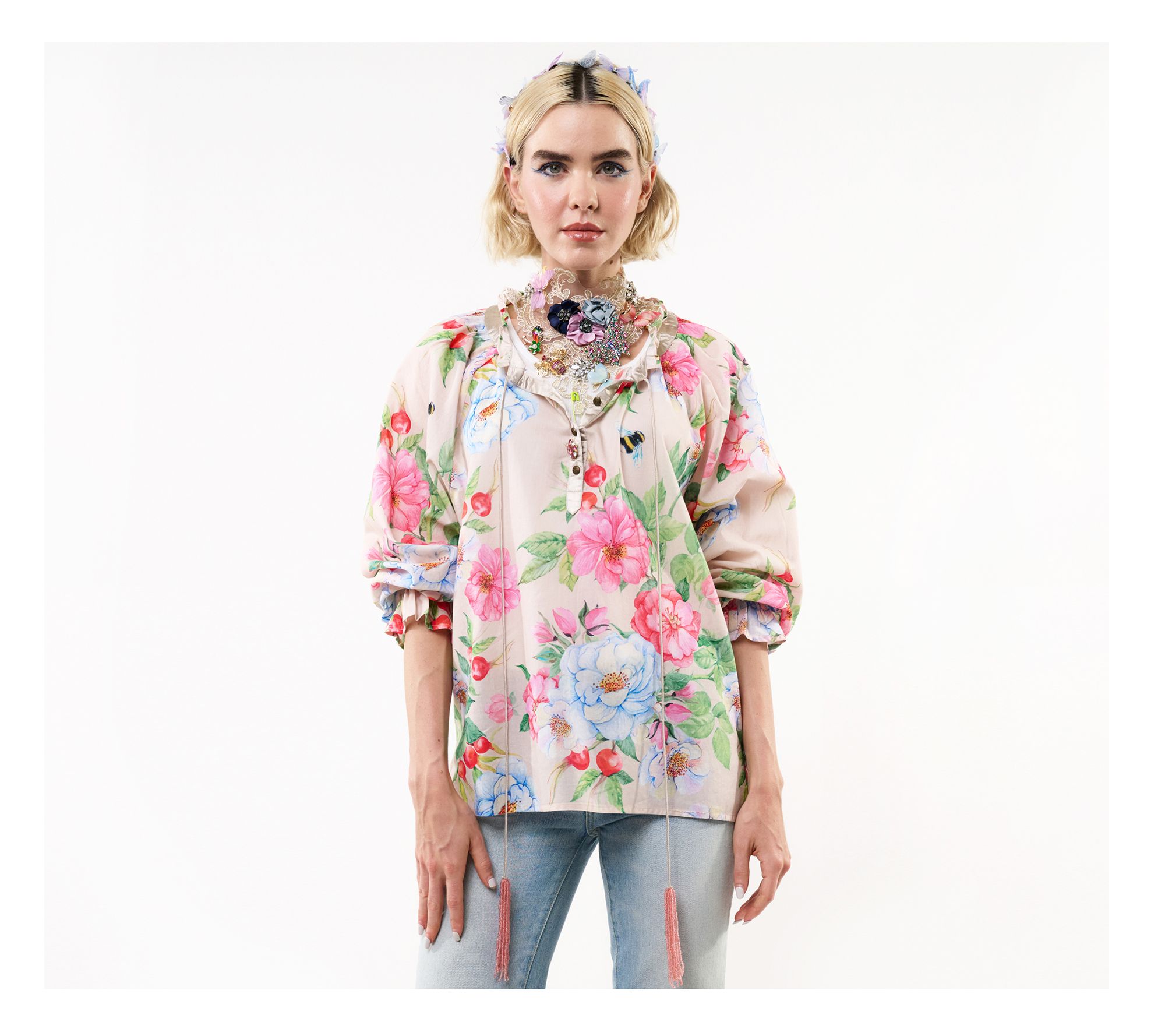 Aratta La Ville Rose Puff Sleeve Blouse