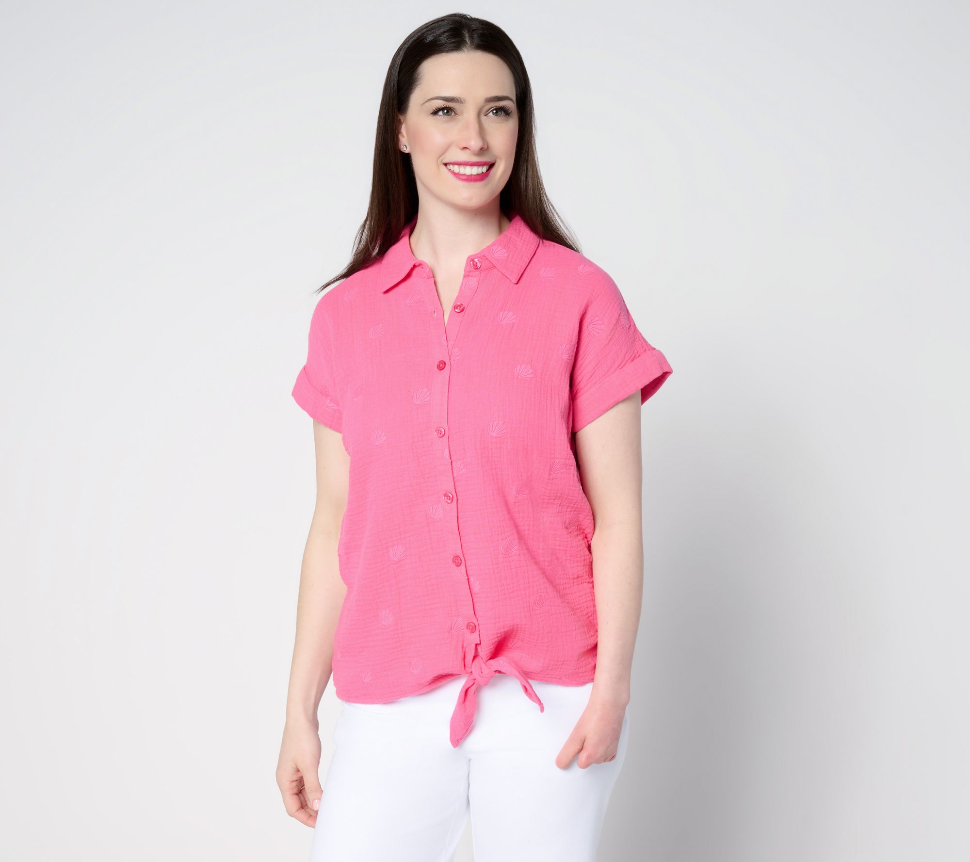  Belle Beach by Kim Gravel Under the Sea Cotton Gauze Tie Front Shirt