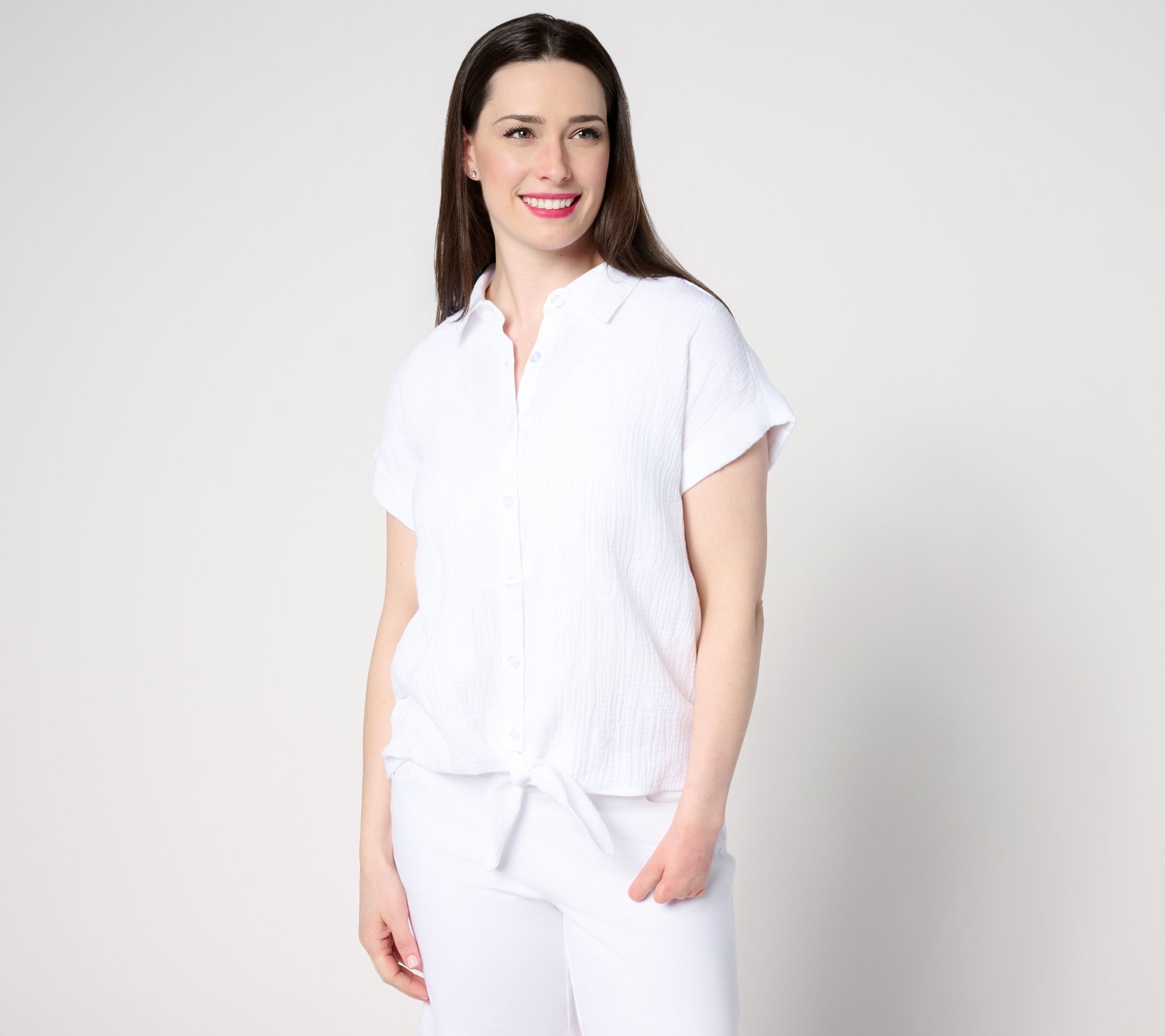 Belle Beach by Kim Gravel Under the Sea Cotton Gauze Tie Front Shirt