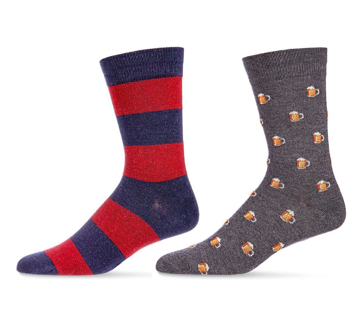 Men's 2 Pair Pack Cashmere Novelty Crew Socks