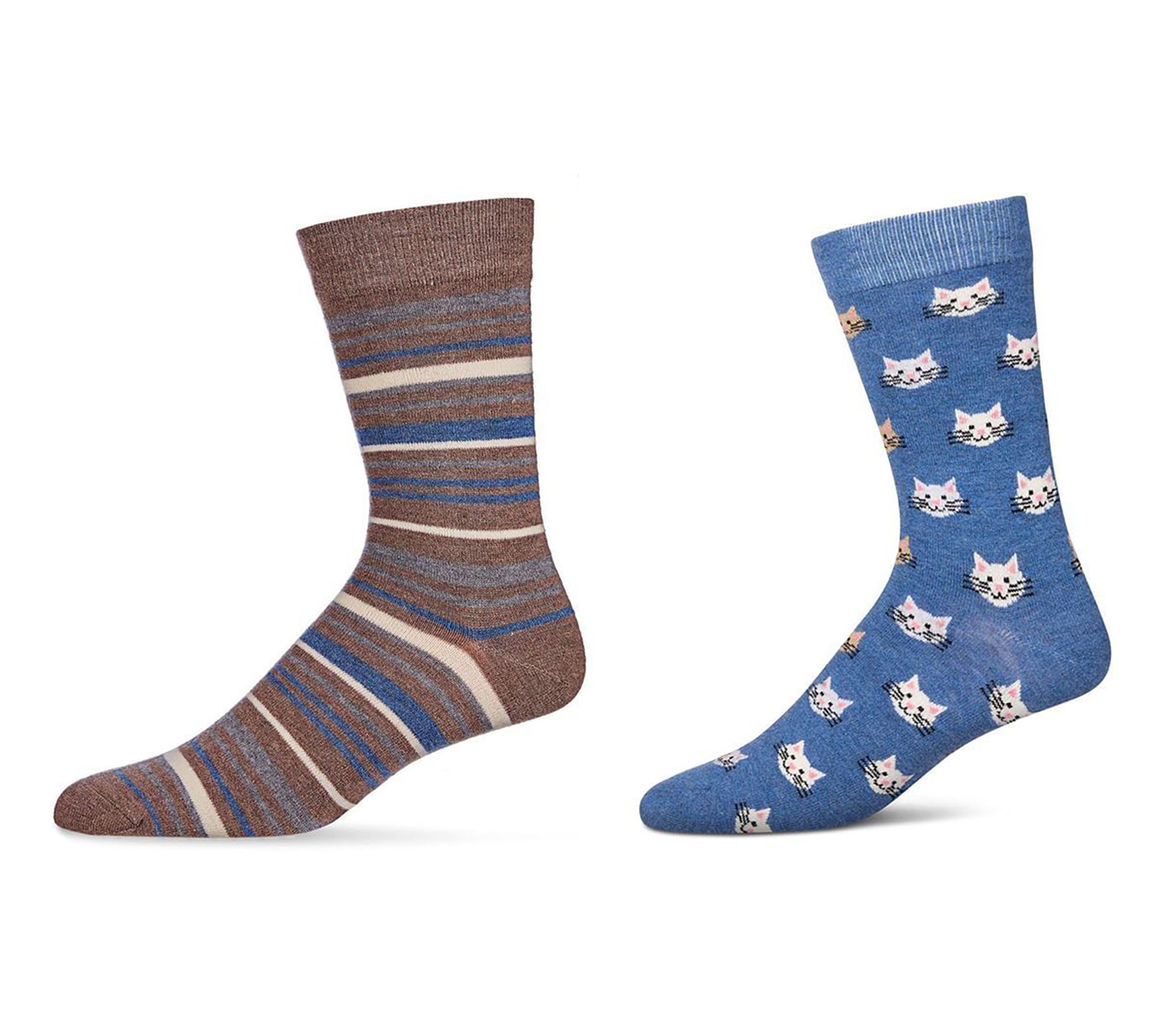 Men's 2 Pair Pack Cashmere Novelty Crew Socks