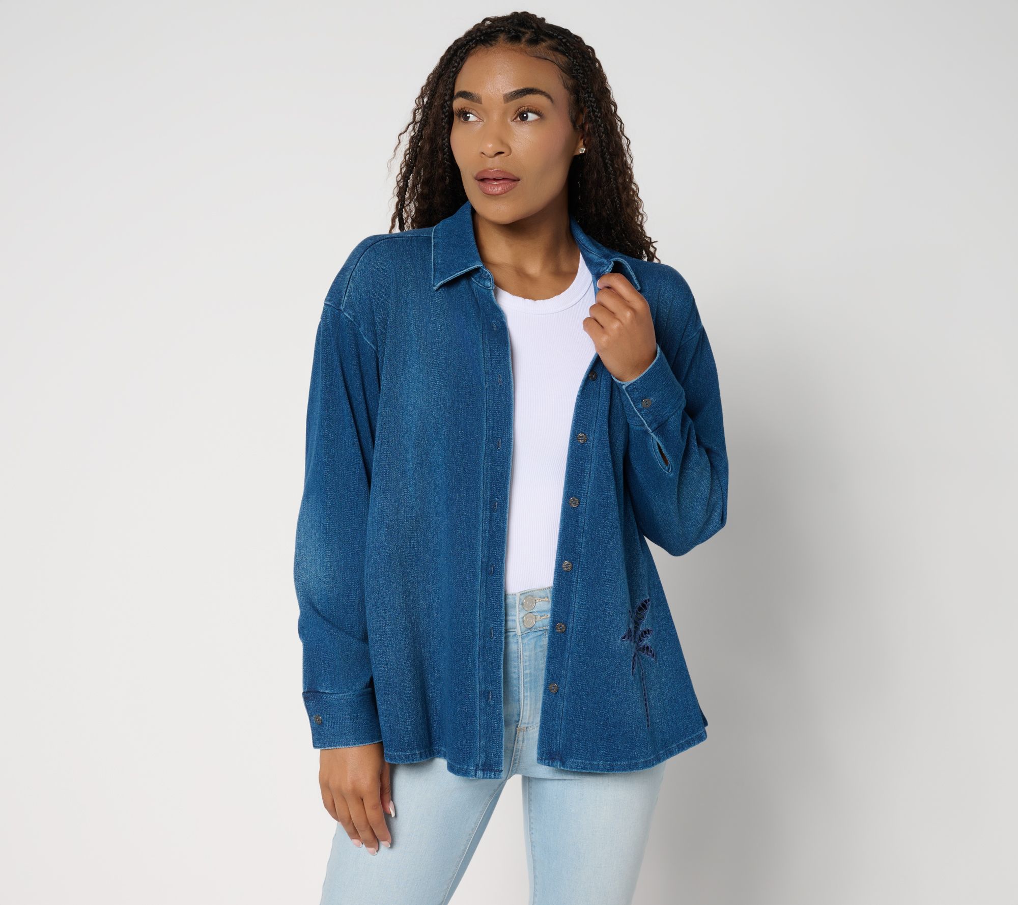 Attitudes by Renee Prime Stretch 2 Denim Button Front Shirt