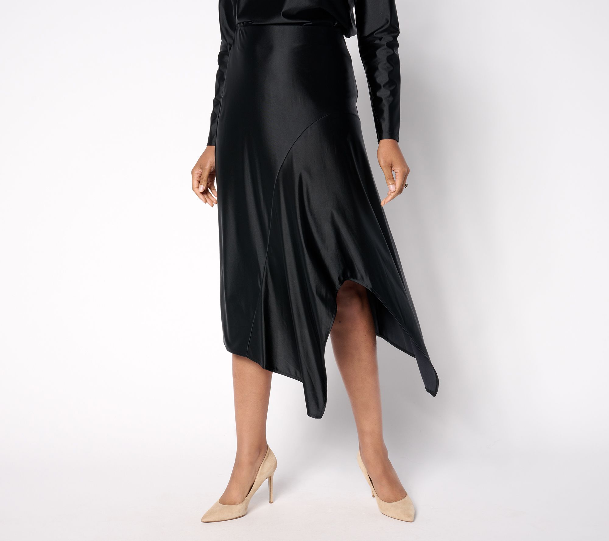 "As Is" Attitudes by Renee Fluid Satin Petite Skirt