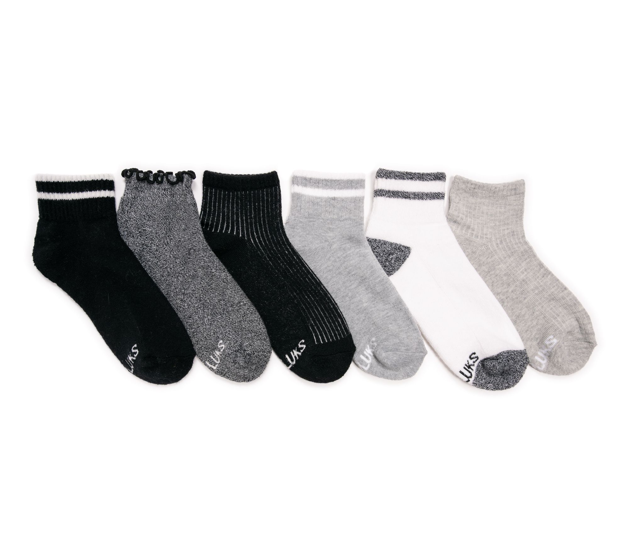 MUK LUKS Happy Feet Set of 6 Mini Crew Ankle Socks