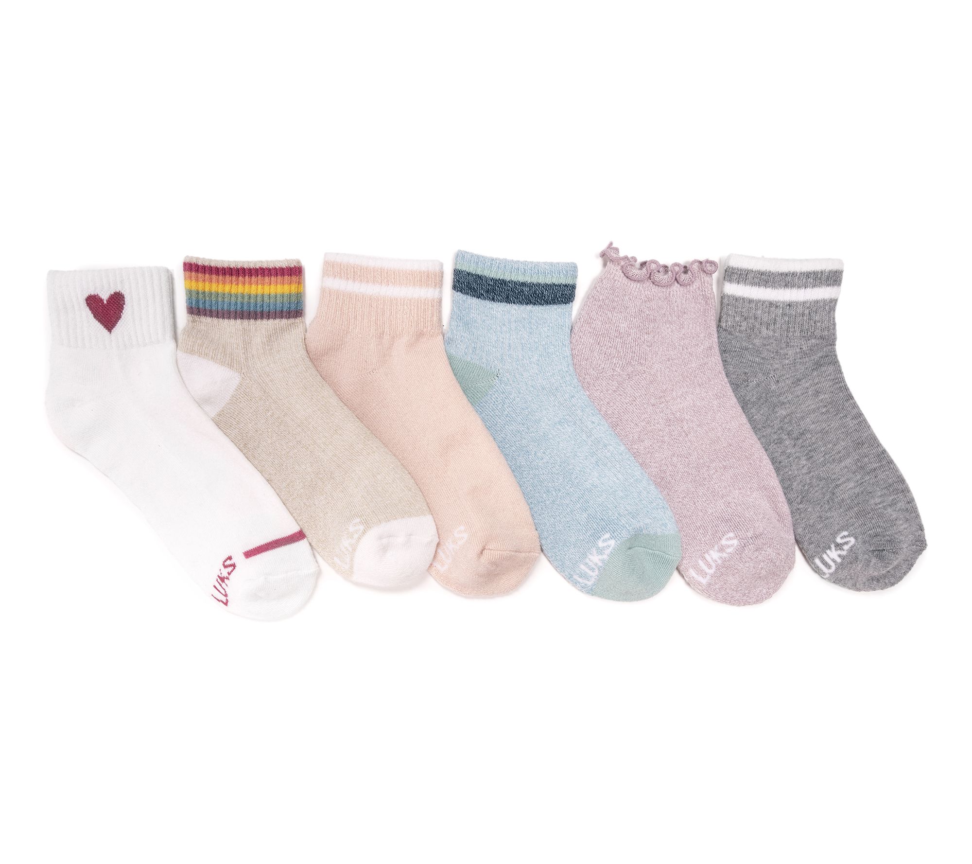 MUK LUKS Happy Feet Set of 6 Mini Crew Ankle Socks