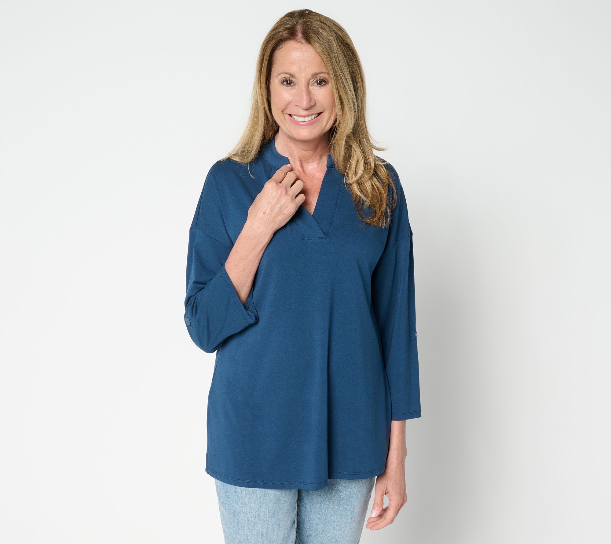 Belle by Kim Gravel Regular TripleLuxe Knit Cuffed Slv Tunic Top