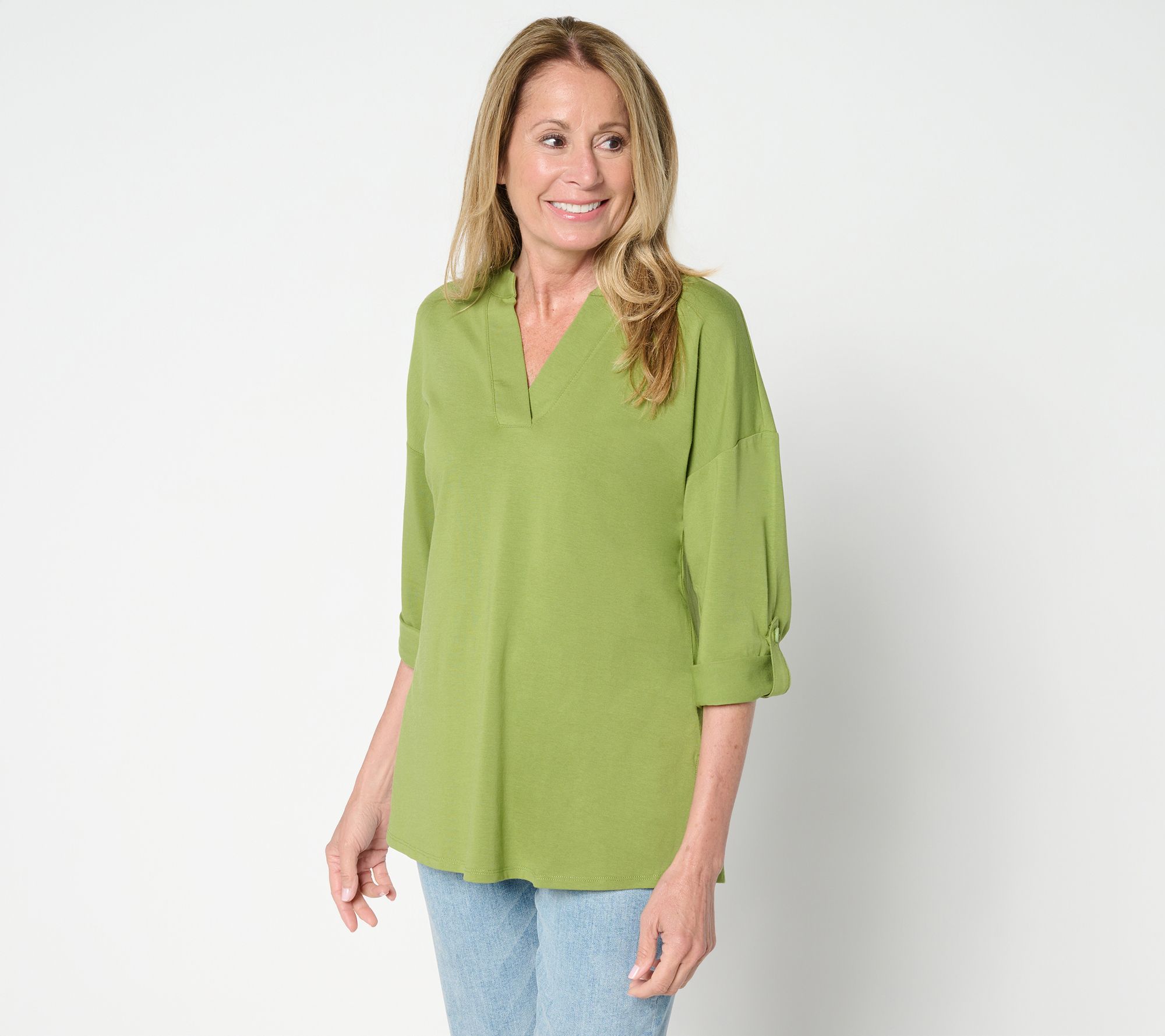 Belle by Kim Gravel Regular TripleLuxe Knit Cuffed Slv Tunic Top