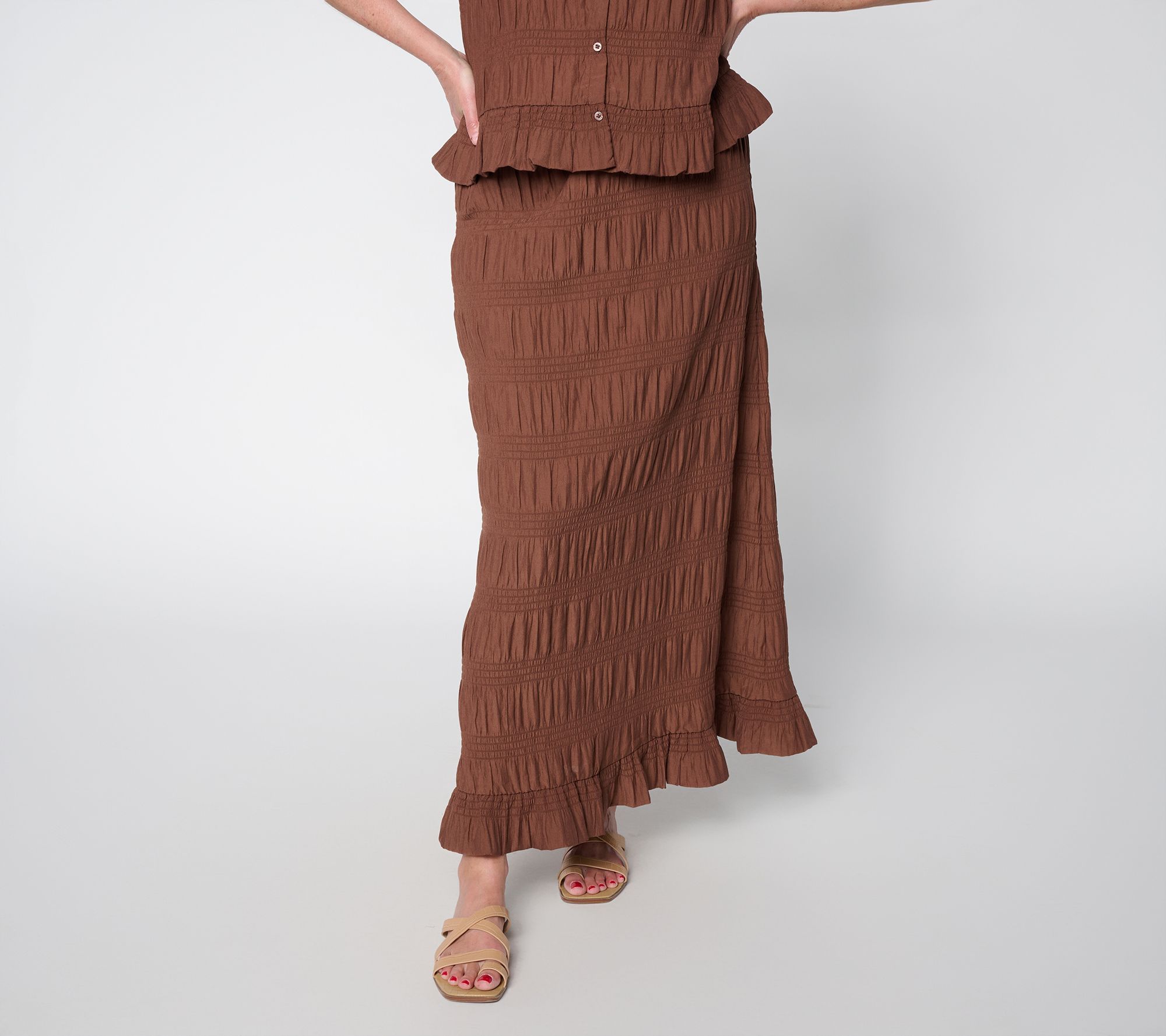 Me by Jennie Garth Regular Smocked Southampton Maxi Skirt