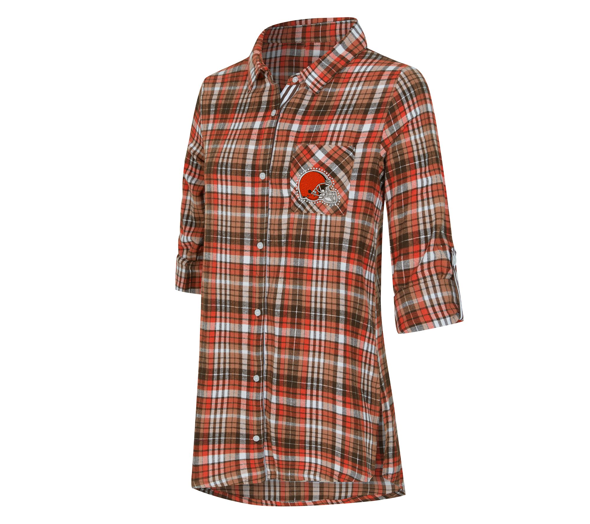 NFL Officially Licensed Women's Plaid Shirt w/ Rhinestones