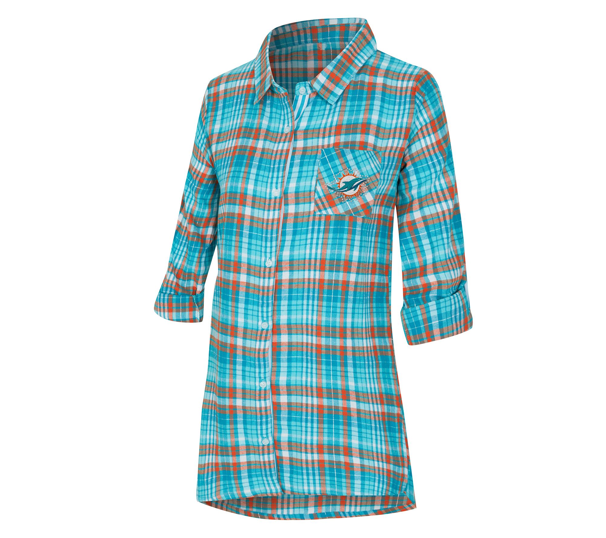 NFL Officially Licensed Women's Plaid Shirt w/ Rhinestones