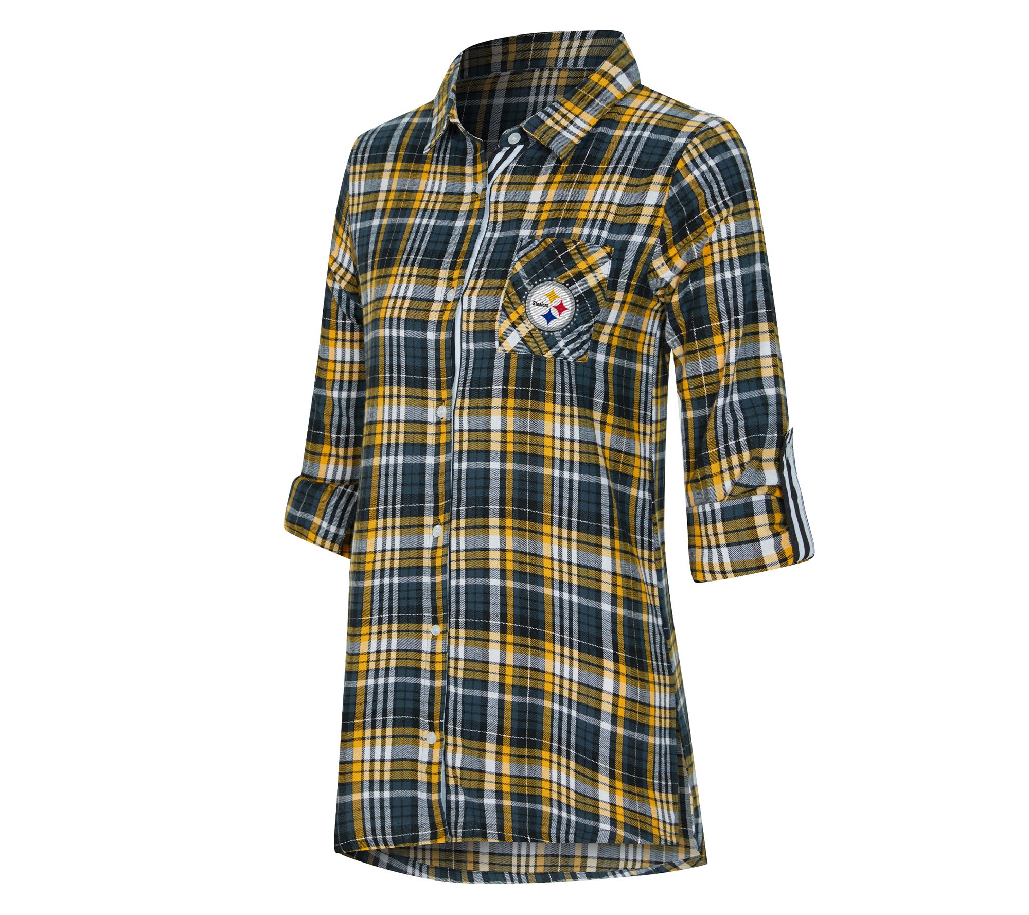 NFL Officially Licensed Women's Plaid Shirt w/ Rhinestones