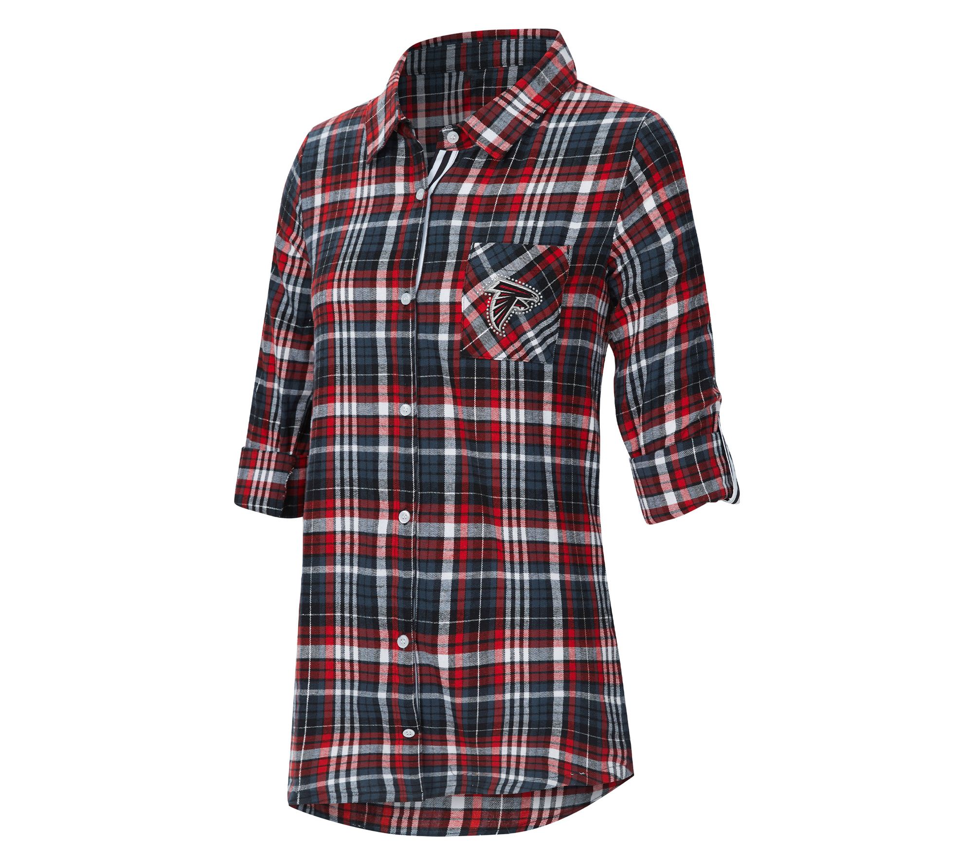NFL Officially Licensed Women's Plaid Shirt w/ Rhinestones