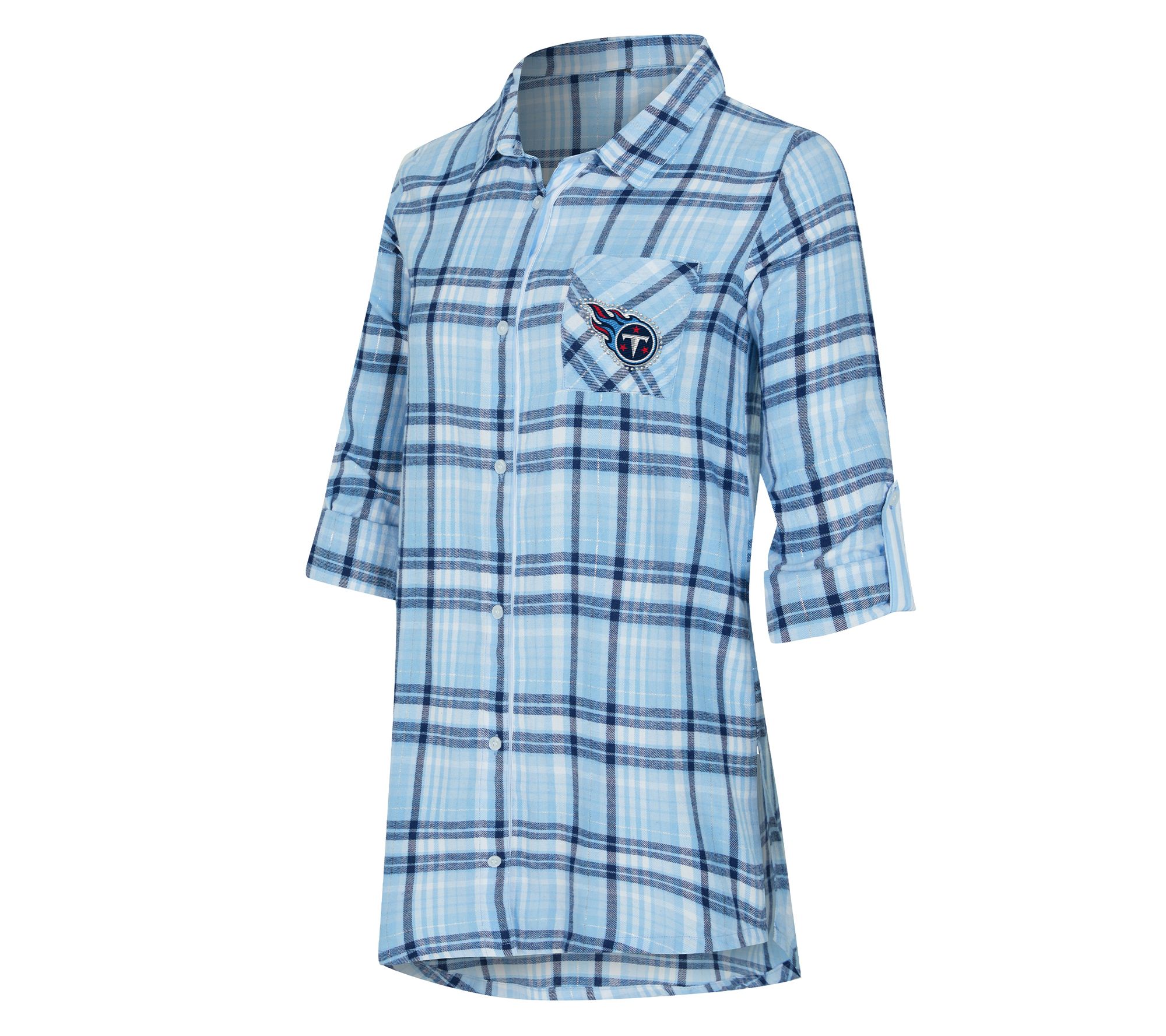 NFL Officially Licensed Women's Plaid Shirt w/ Rhinestones