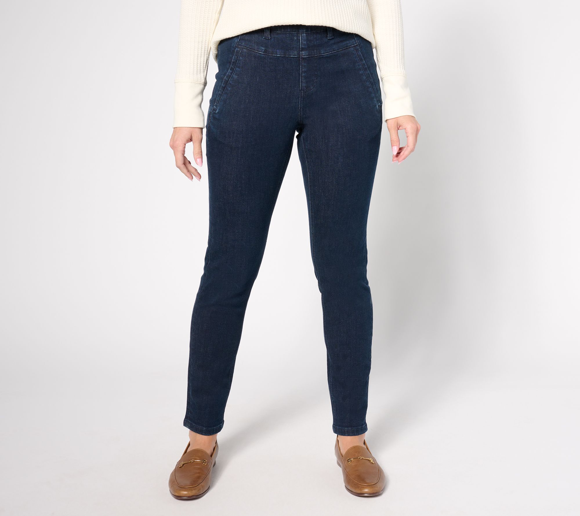 "As Is" Denim & Co. Petite Indigo Easy Stretch Smoothing Jean