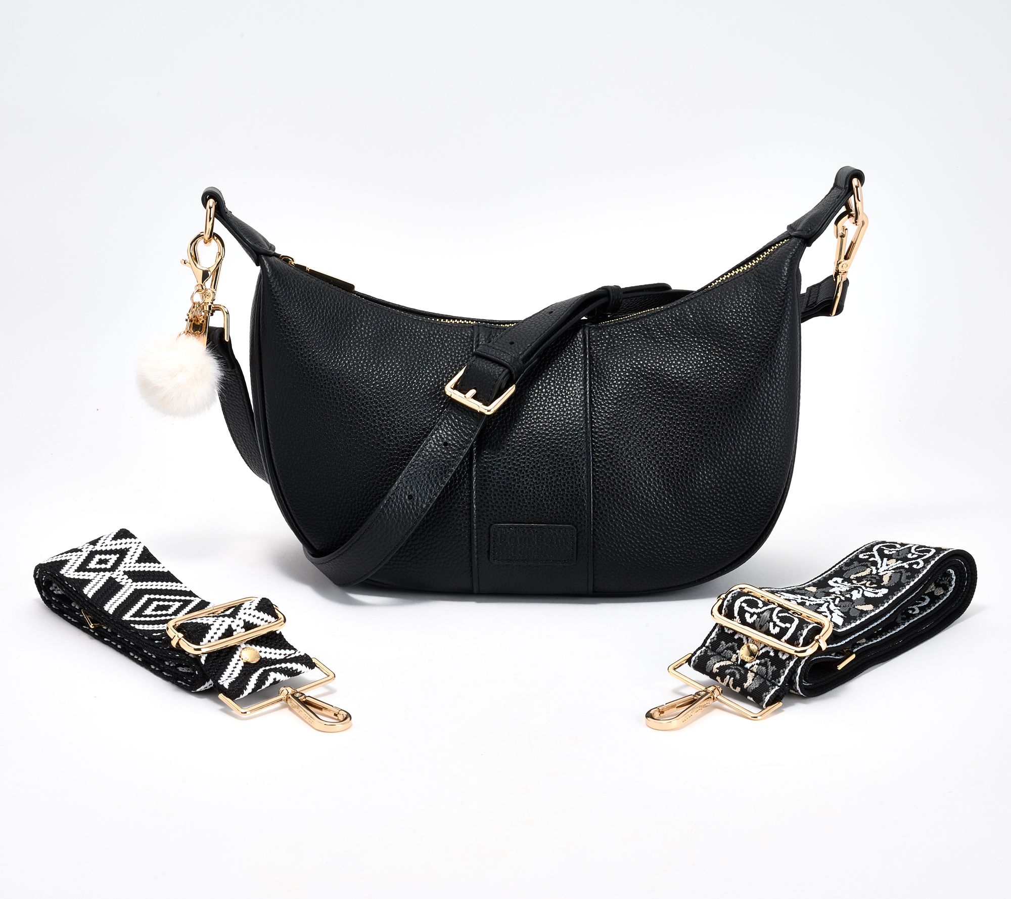 "As Is" Pom Pom London Leather Sutton Crescent Crossbody