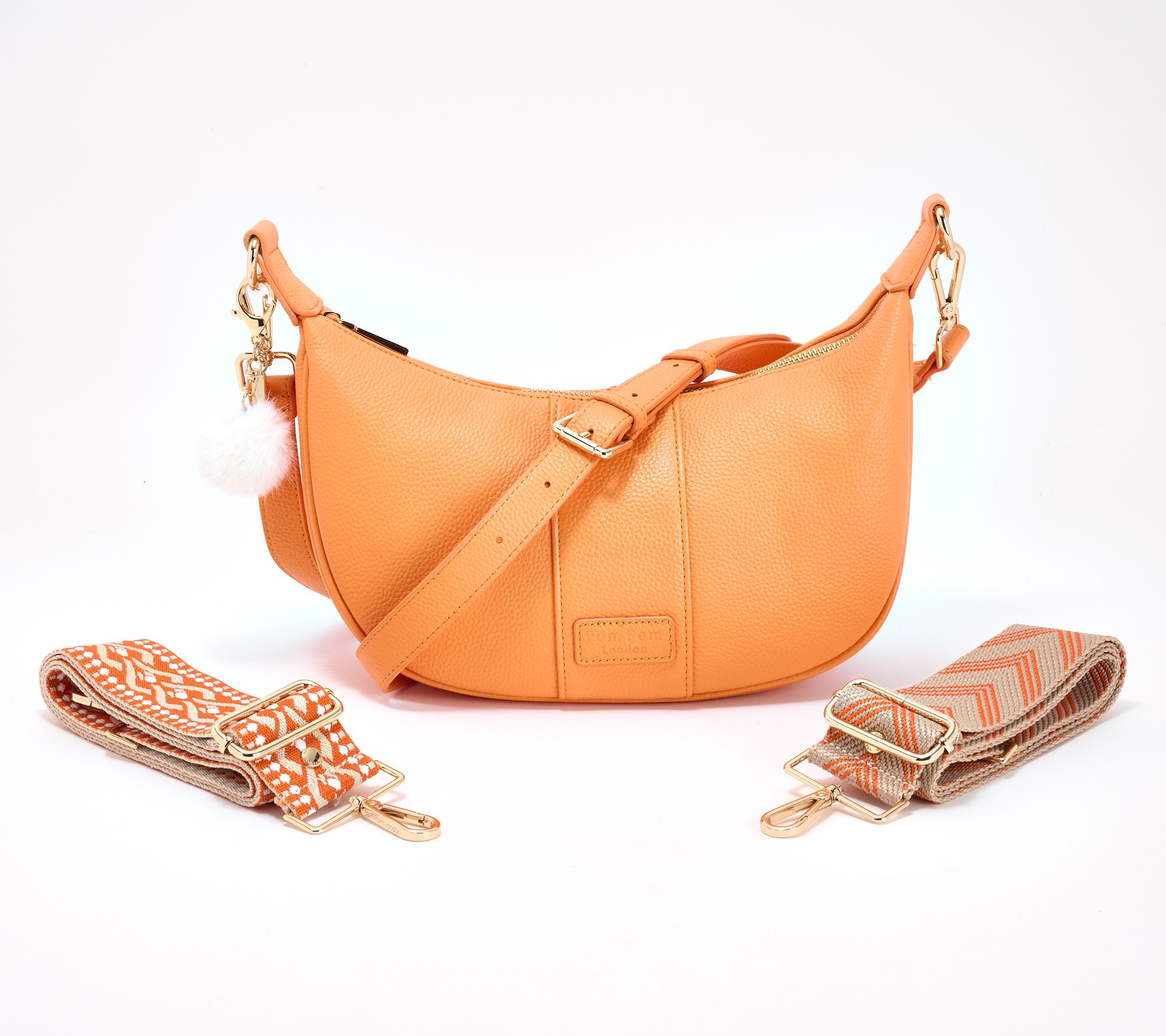 "As Is" Pom Pom London Leather Sutton Crescent Crossbody