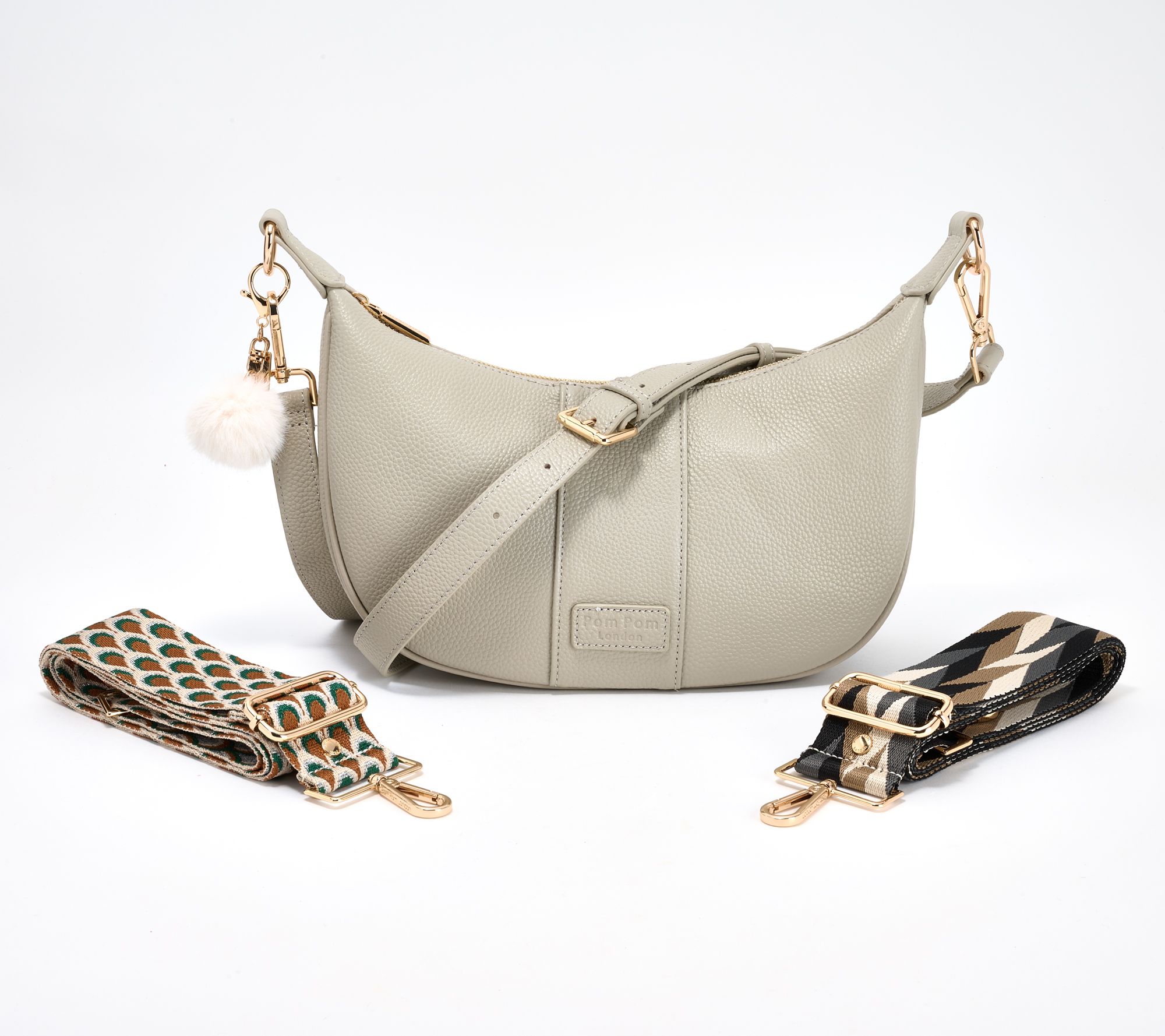 "As Is" Pom Pom London Leather Sutton Crescent Crossbody