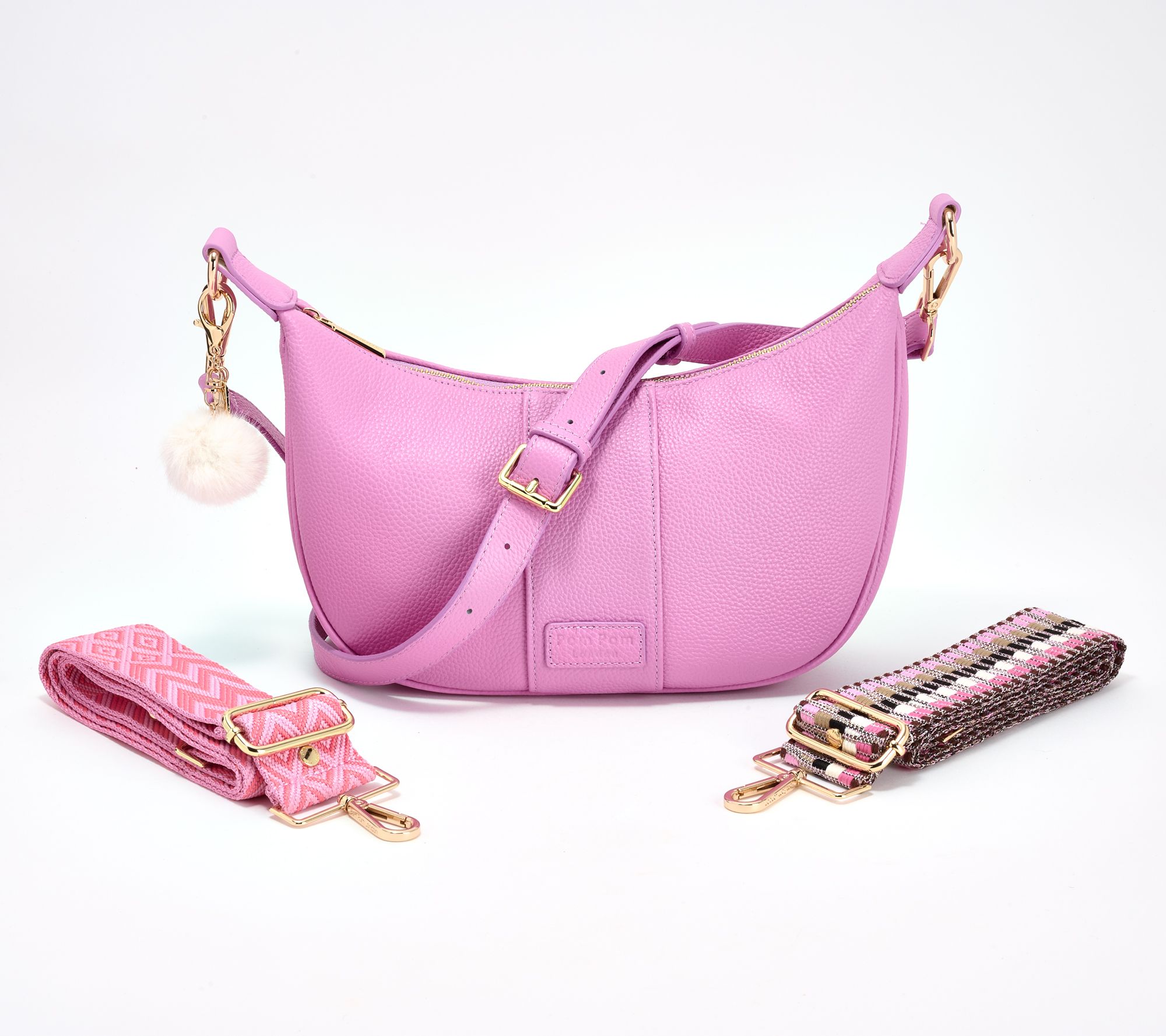 "As Is" Pom Pom London Leather Sutton Crescent Crossbody