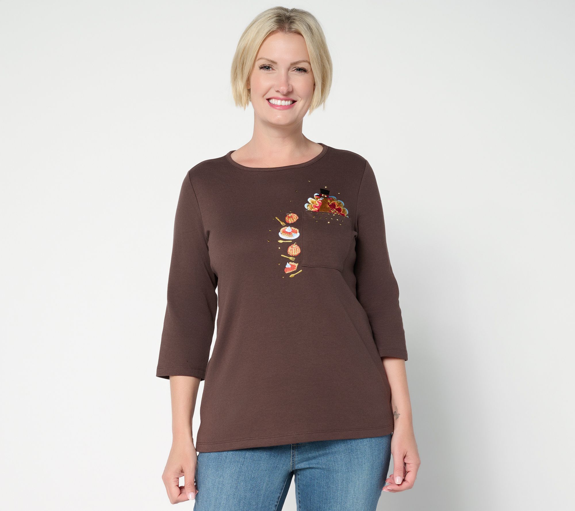 Quacker Factory Eek a Boo 3/4 Sleeve Top
