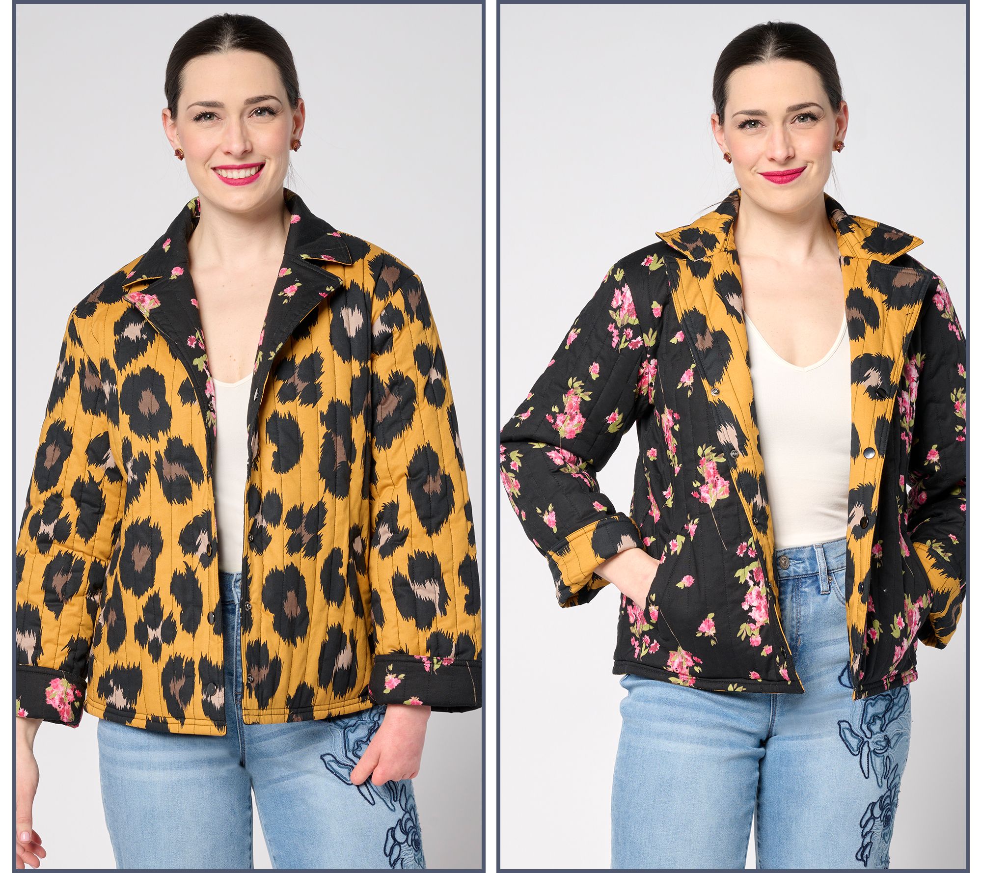 "As Is" nicole by Nicole Miller Reversib Stretch Quilted Jacket