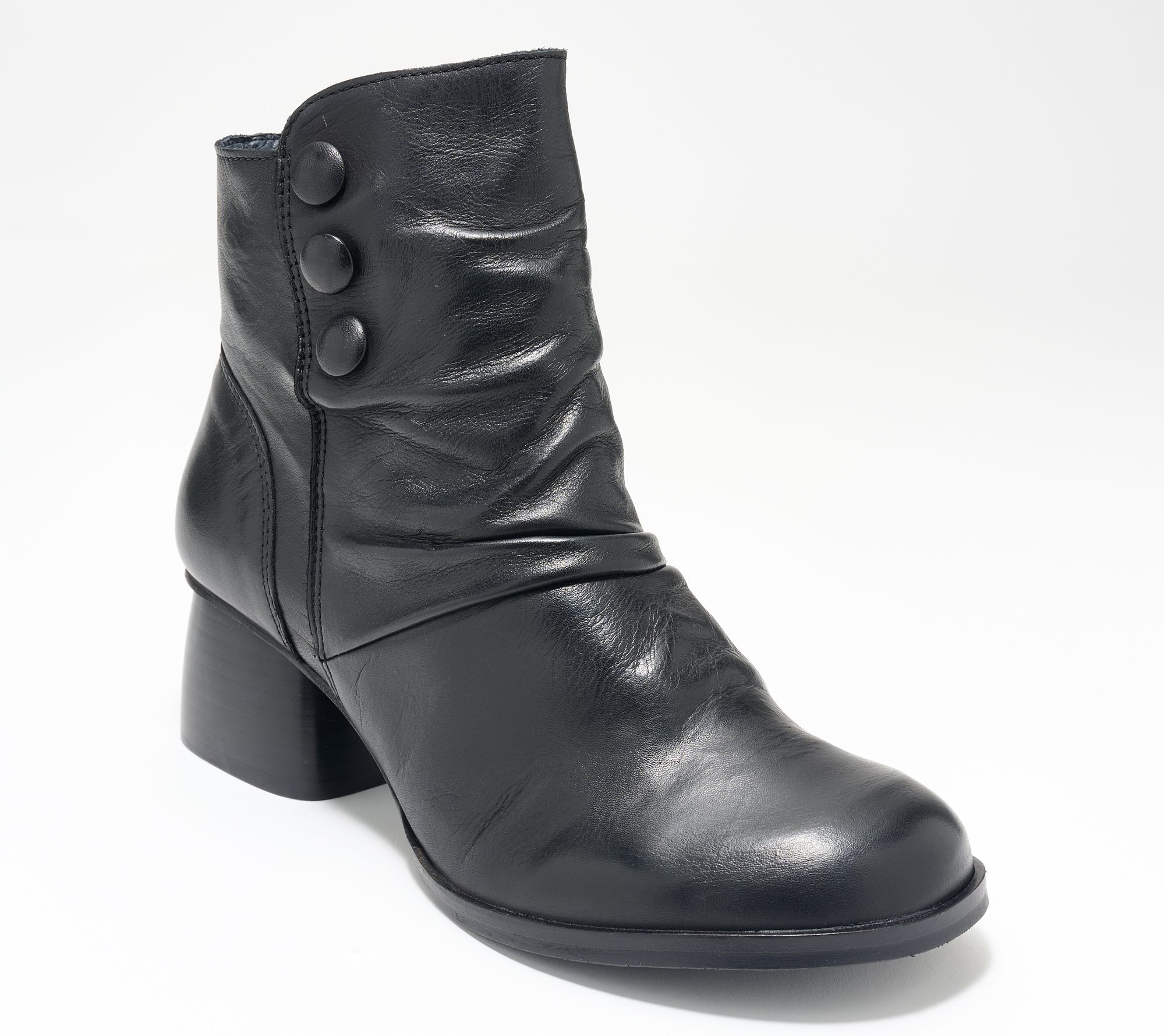  Miz Mooz Ruched Leather Heeled Ankle Boots - Onika