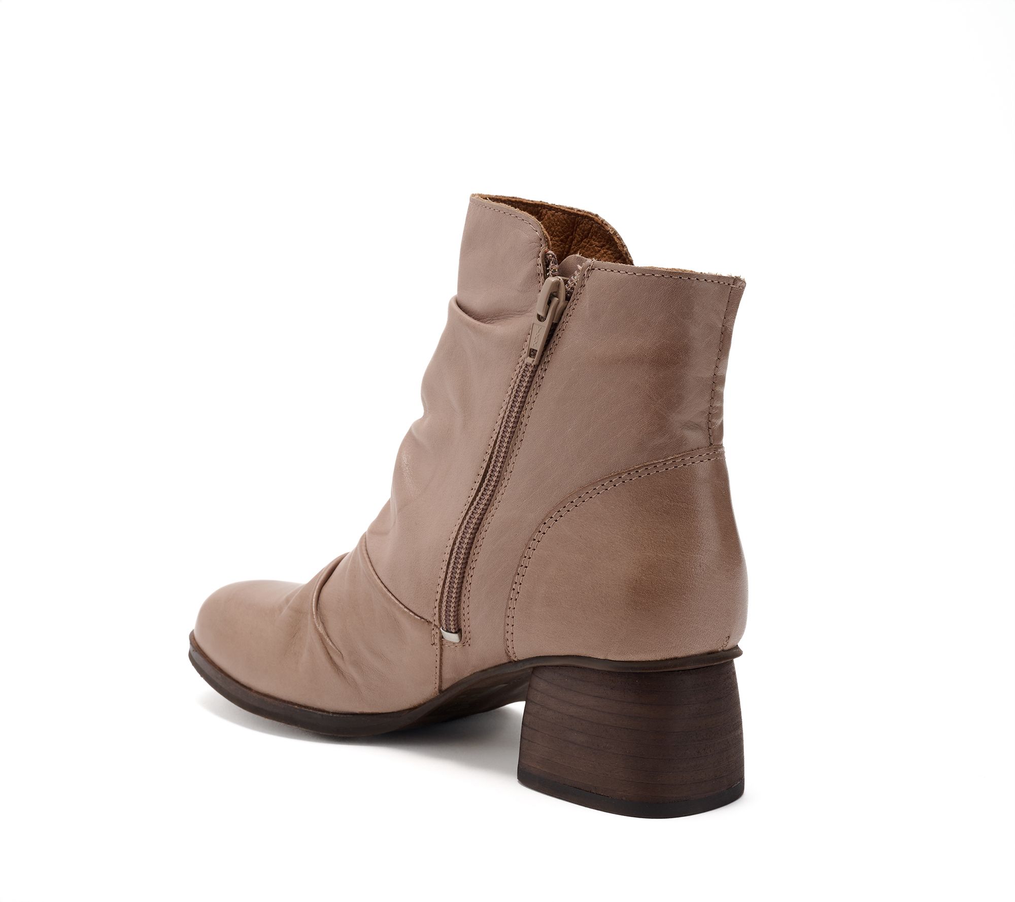 Miz Mooz Ruched Leather Heeled Ankle Boots - Onika - QVC.com
