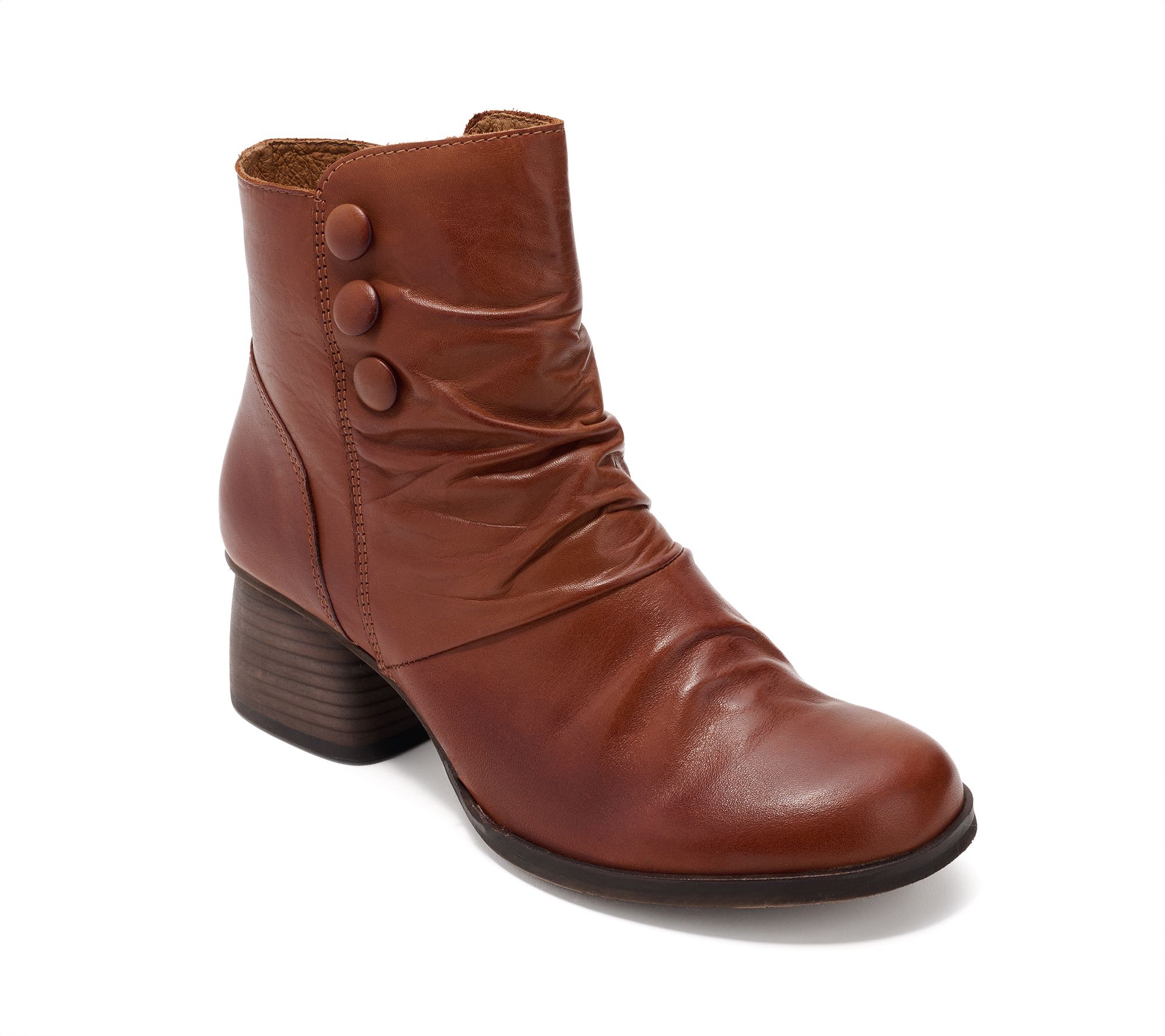 Miz Mooz Ruched Leather Heeled Ankle Boots - Onika