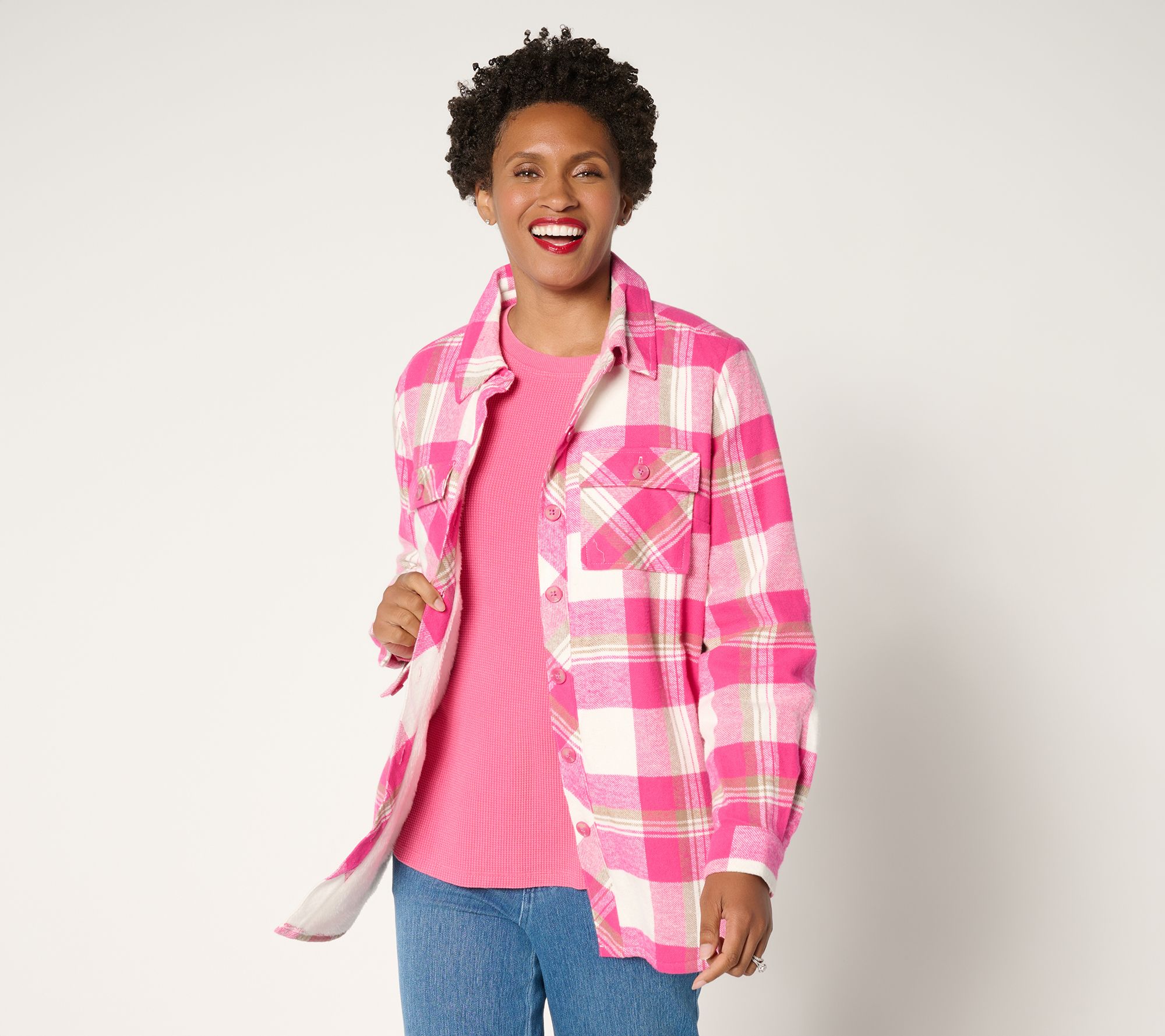 Belle by Kim Gravel Mad for Plaid Sherpa Lined Shacket