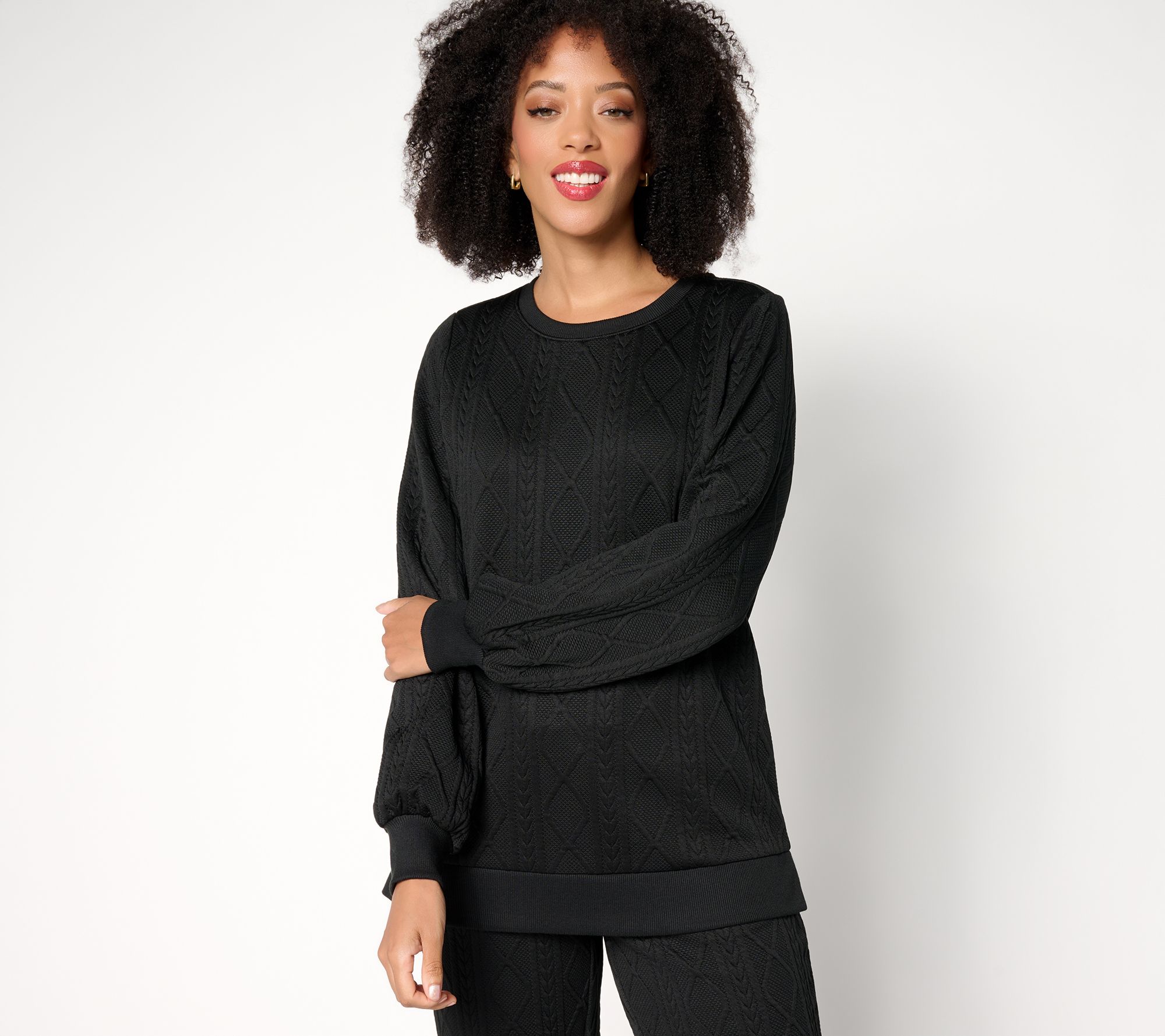 Belle by Kim Gravel Cable Chic Crewneck