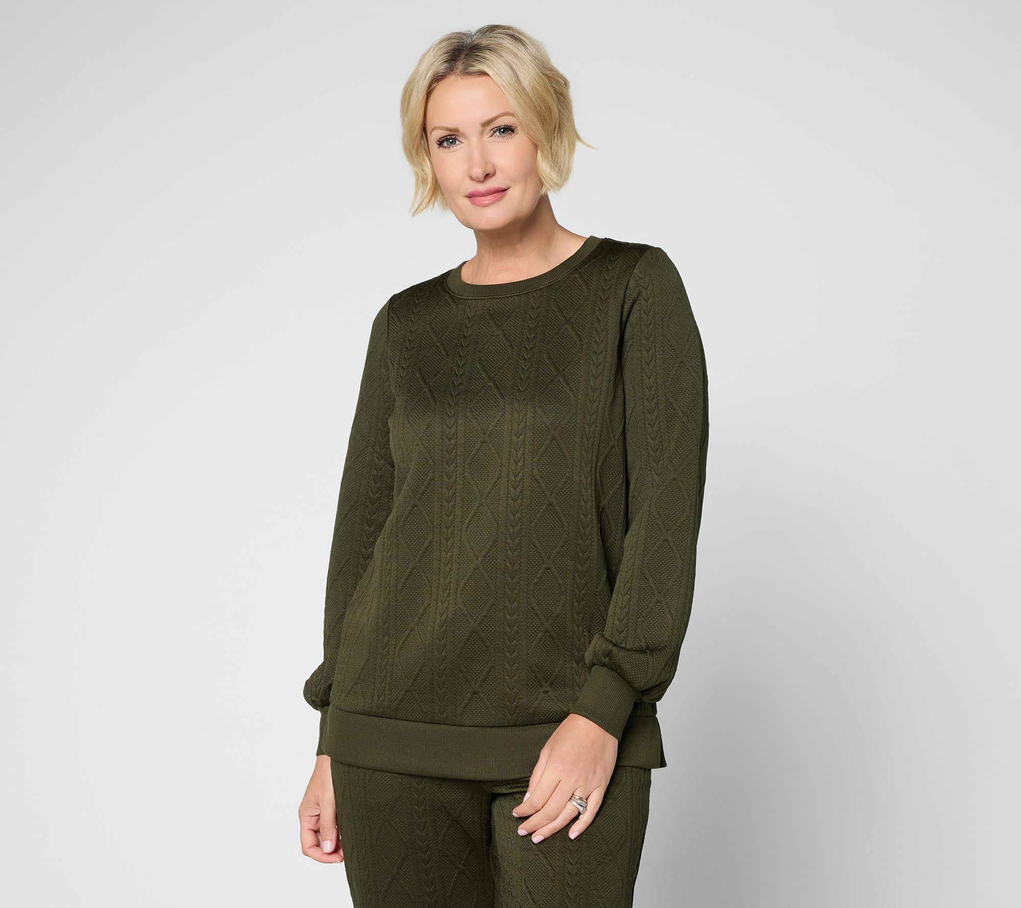 Belle by Kim Gravel Cable Chic Crewneck