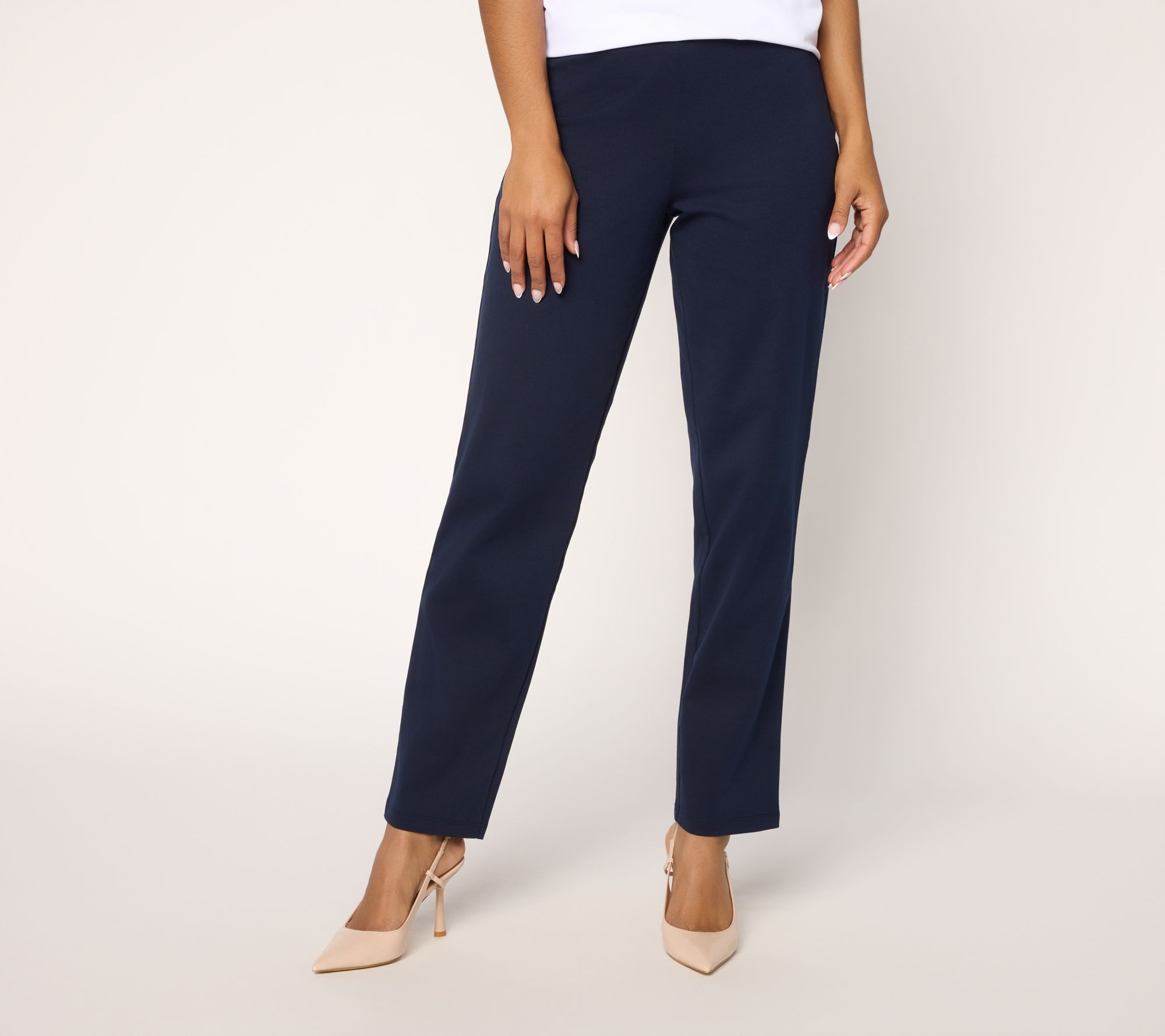 Susan Graver Weekend Cotton Ponte Straight Leg Pant