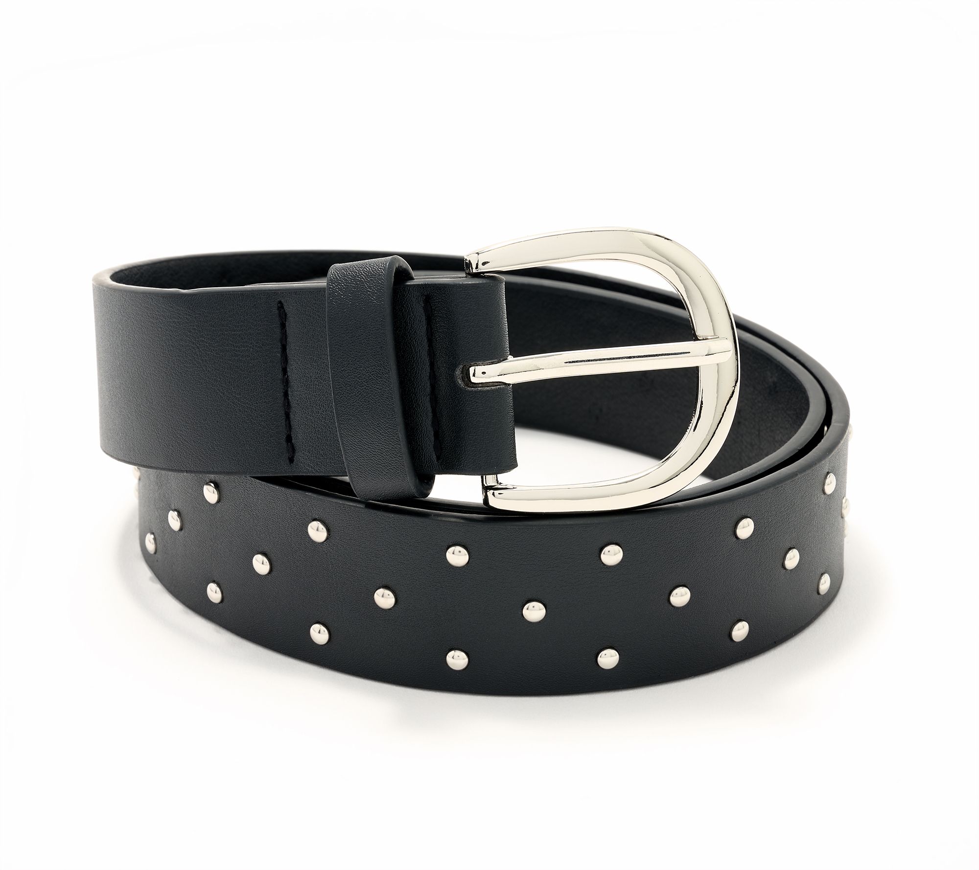 Susan Graver Faux Leather Belt  with Mini Studs