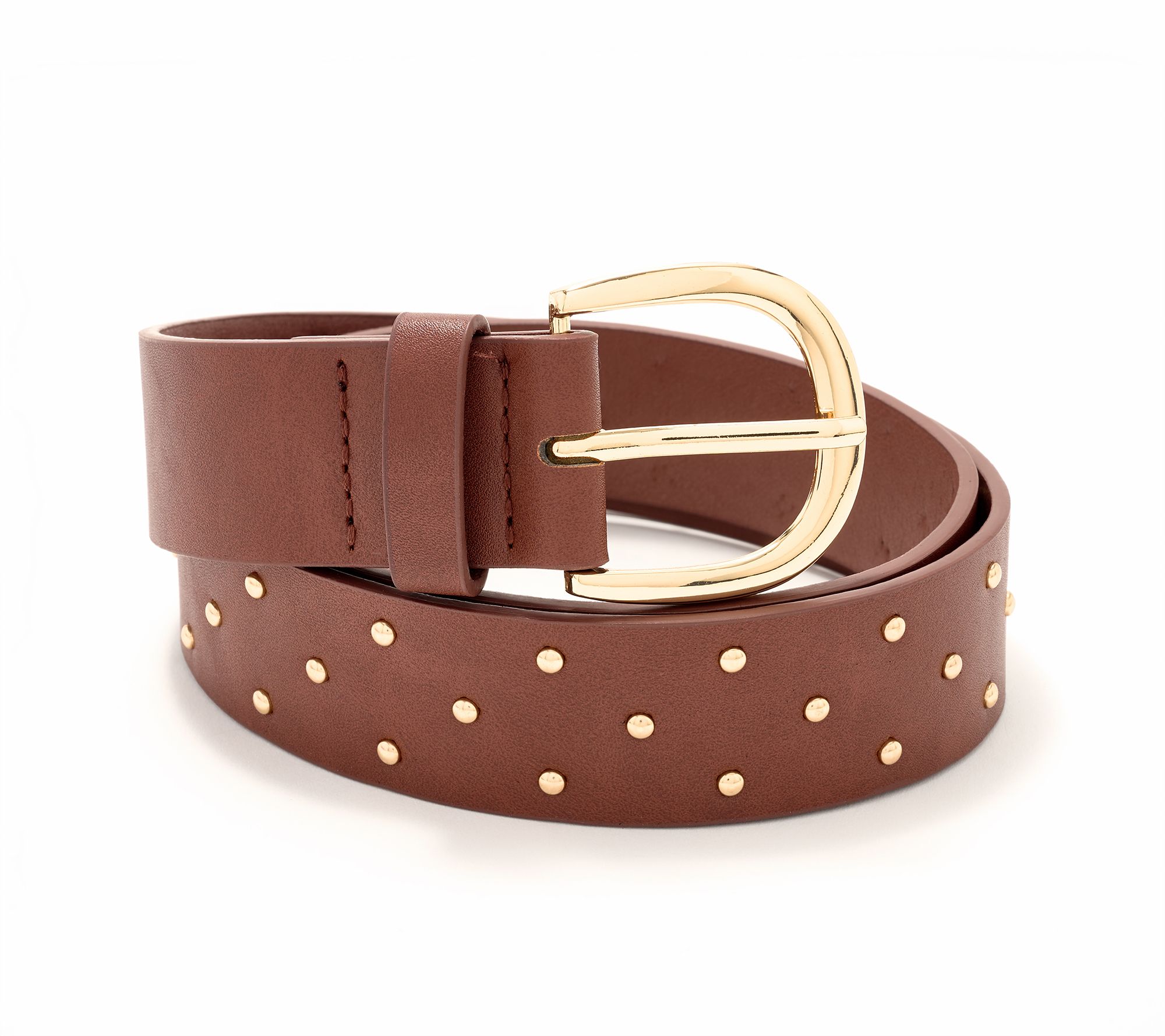 Susan Graver Faux Leather Belt  with Mini Studs