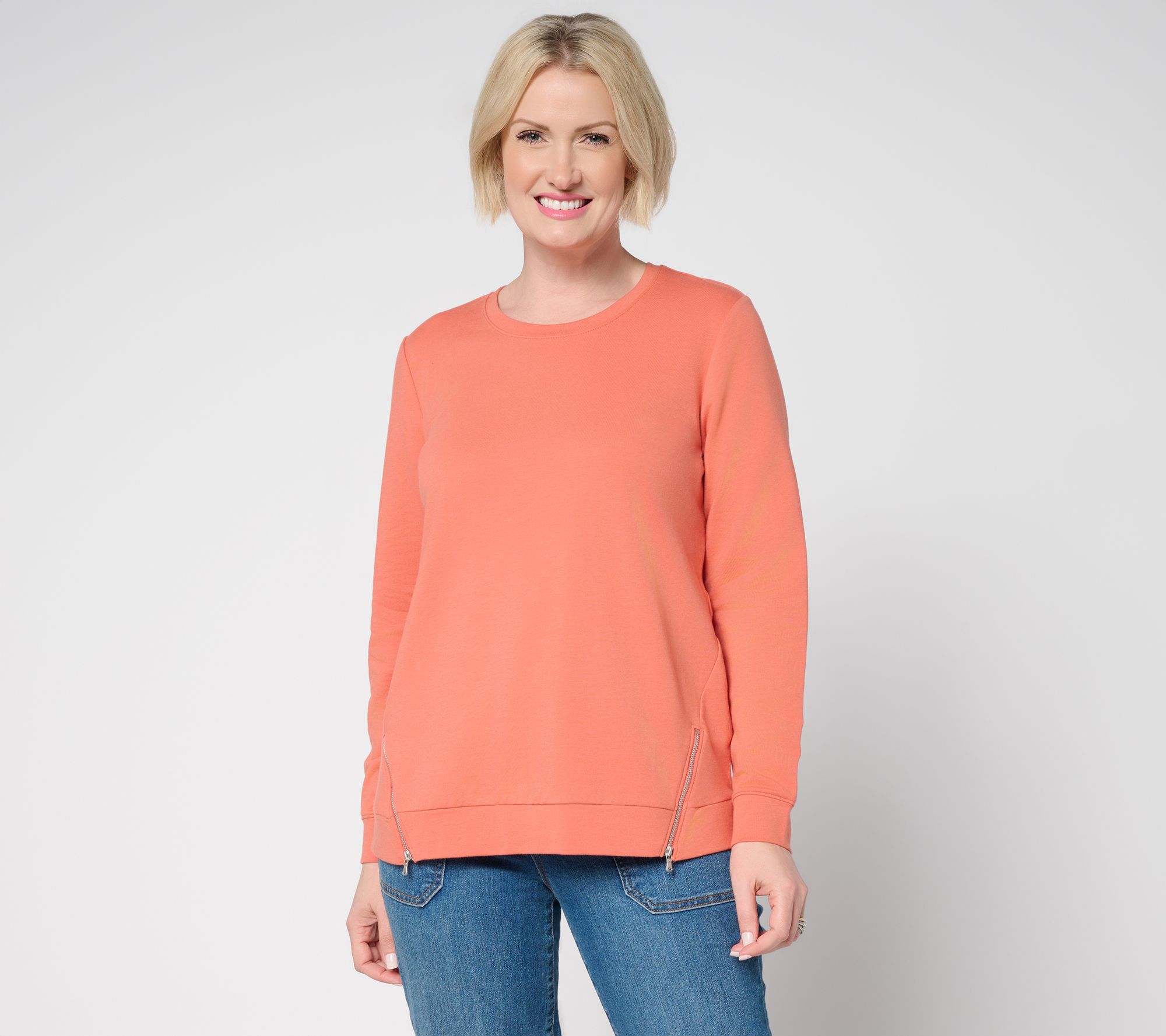 "As Is" Denim & Co. Active French Terry Pullover with Zipper Detail