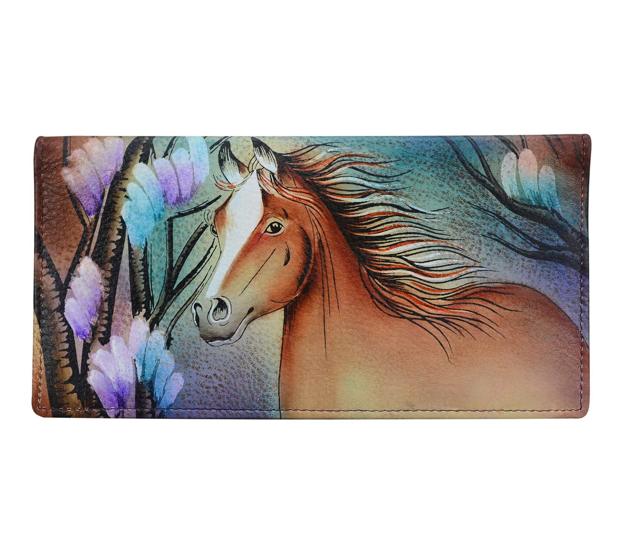 Anushcka Painted Leather Checkbook Cover