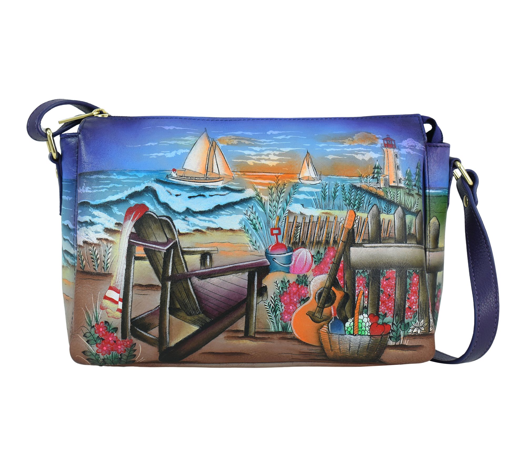 Anushcka Painted Leather Organizer Crossbody