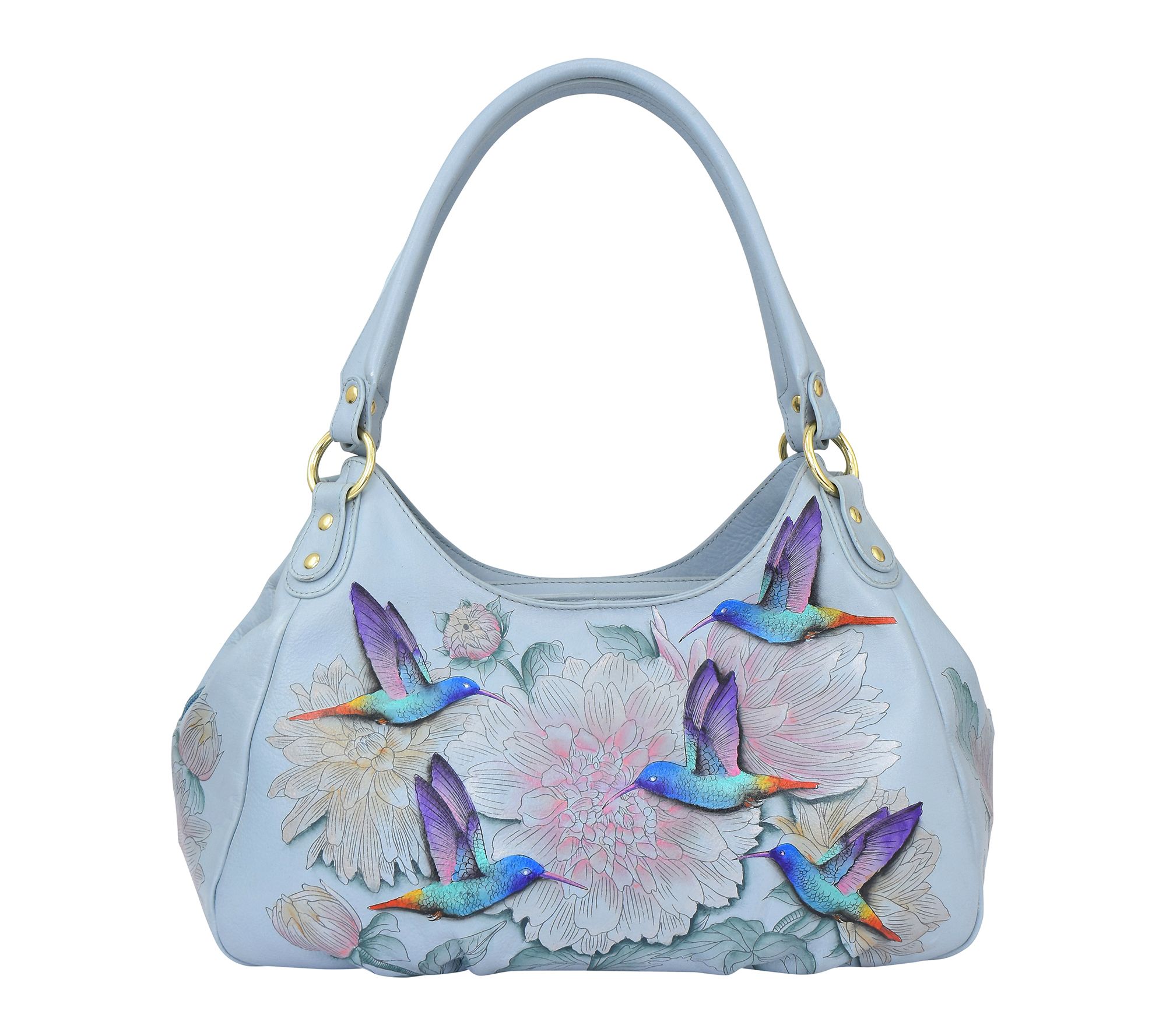 Anushcka Painted Leather Triple Compartment Ruched Hobo
