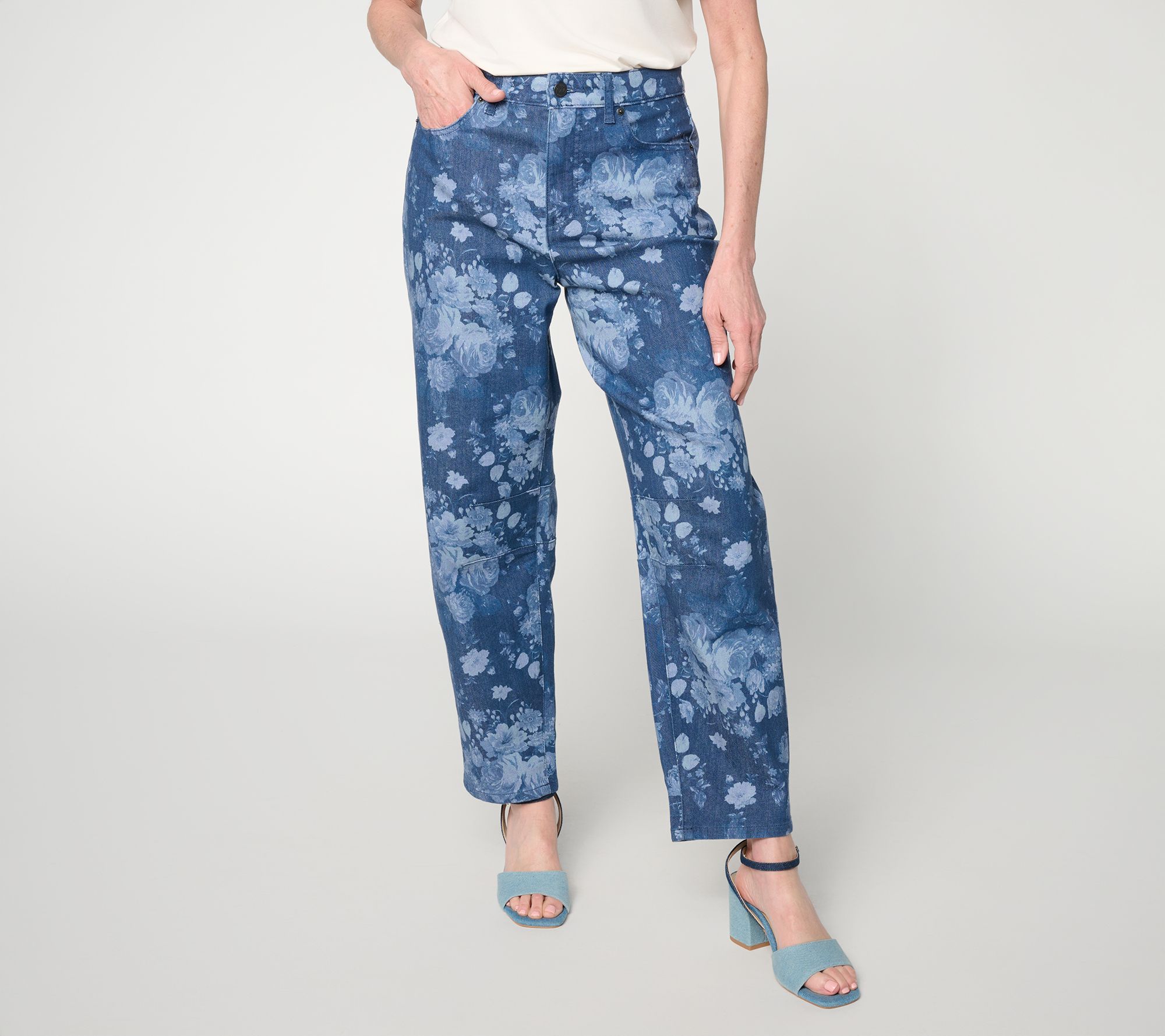 Me by Jennie Garth Petite Repreve Floral Print Jeans- Indigo