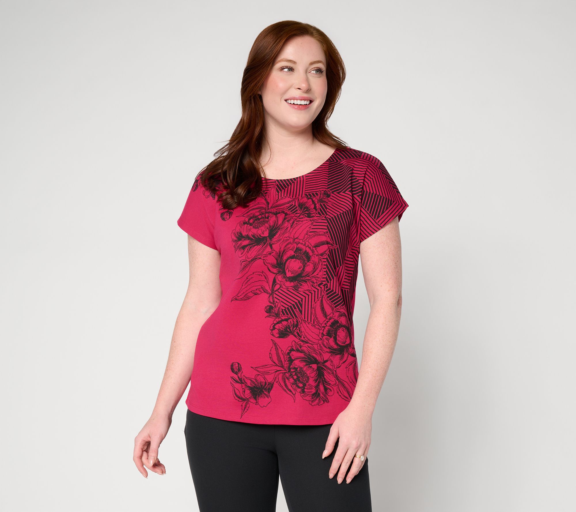 Attitudes by Renee Printed Dolman Sleeve Top