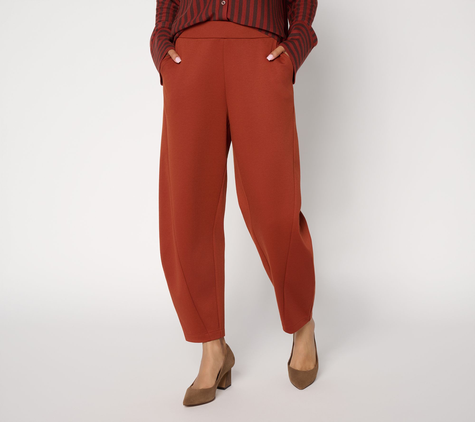 Carla Rockmore Collection Petite Barrel Leg Ponte Pants