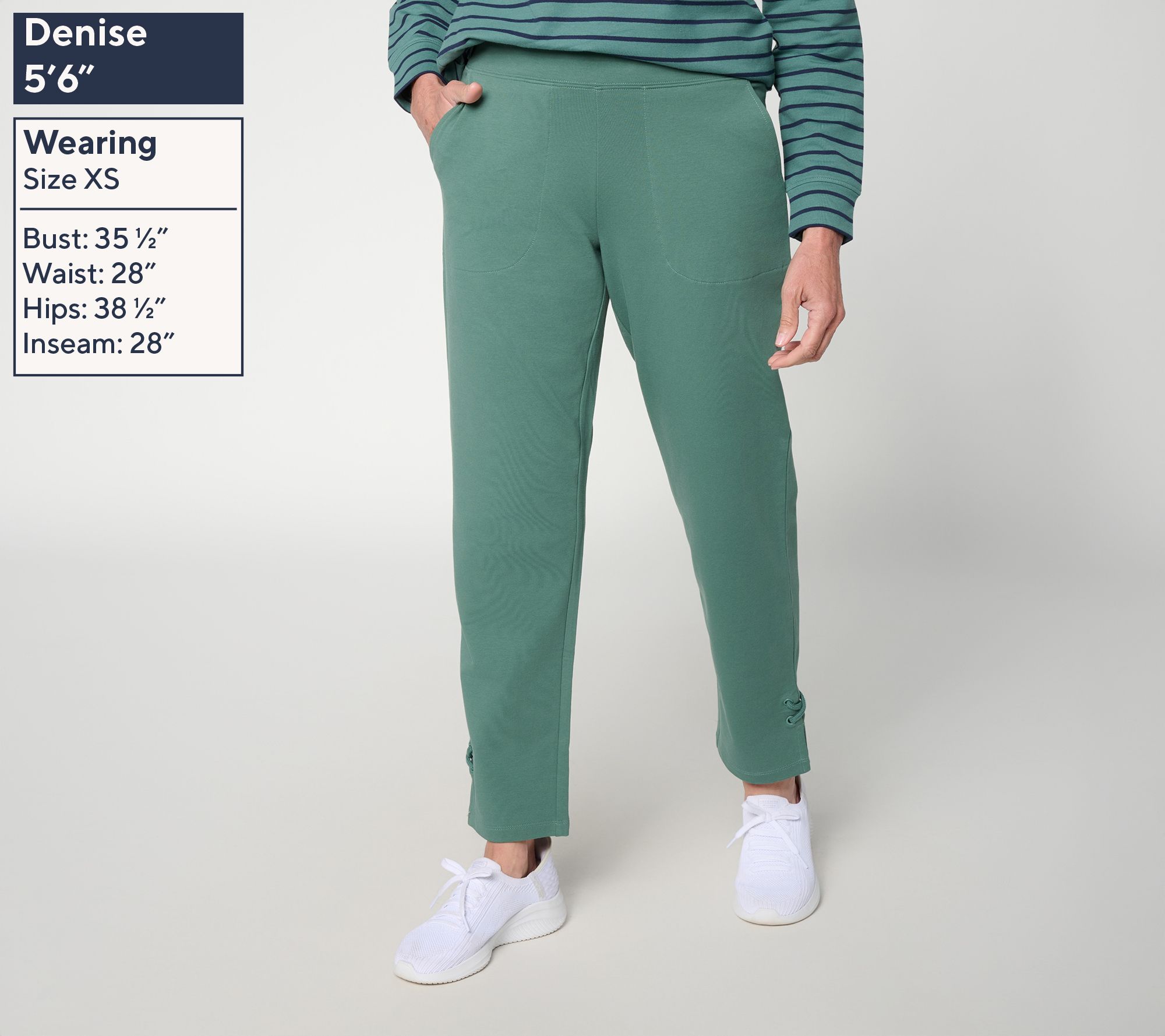 Denim & Co. Active Regular French Terry Ankle Pants W/ Lace Up