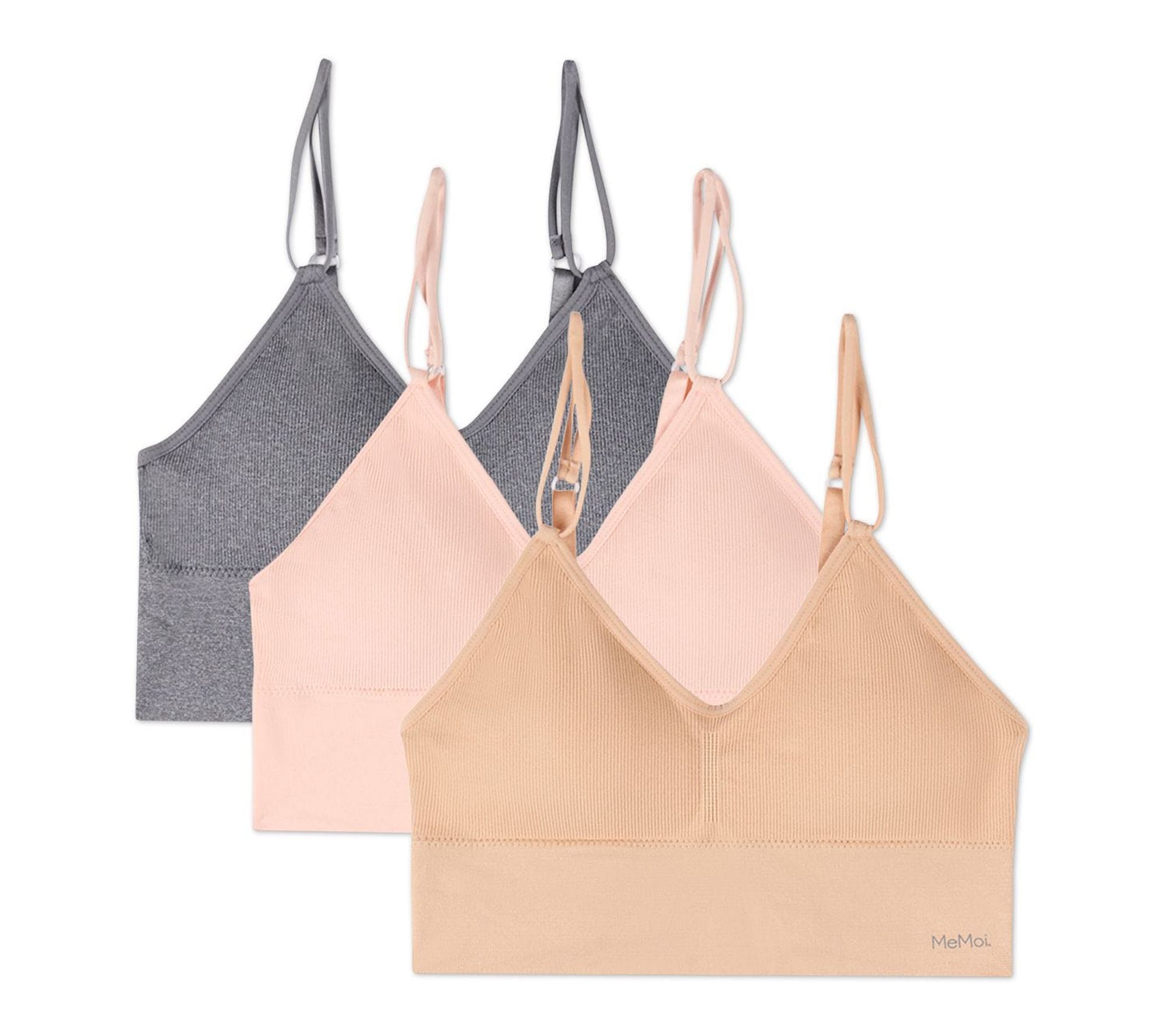 Memoi Women's Set of 3 Pack Seamless Dual StrapBra