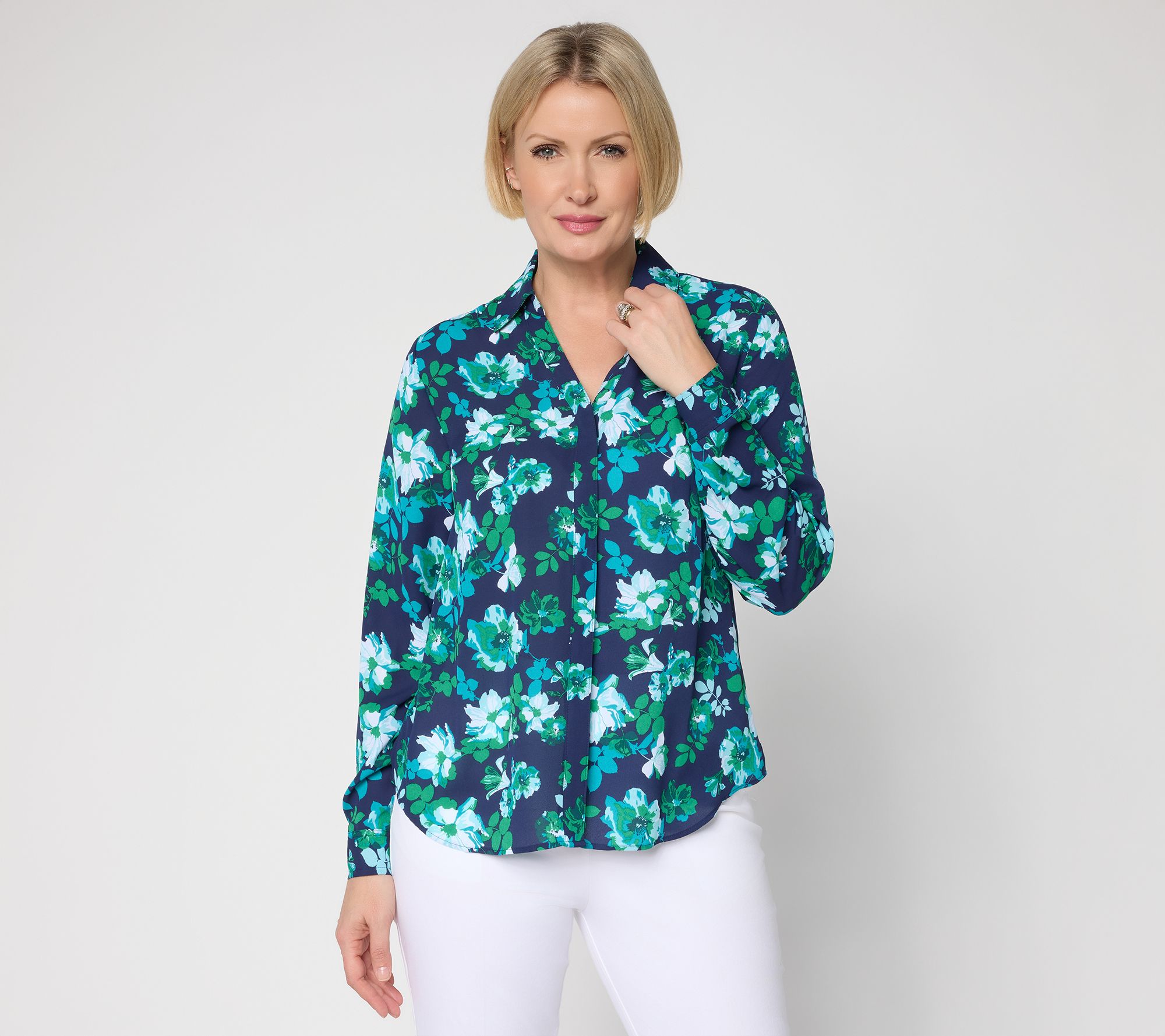 "As Is" Joan Rivers Floral Georgette Blouse