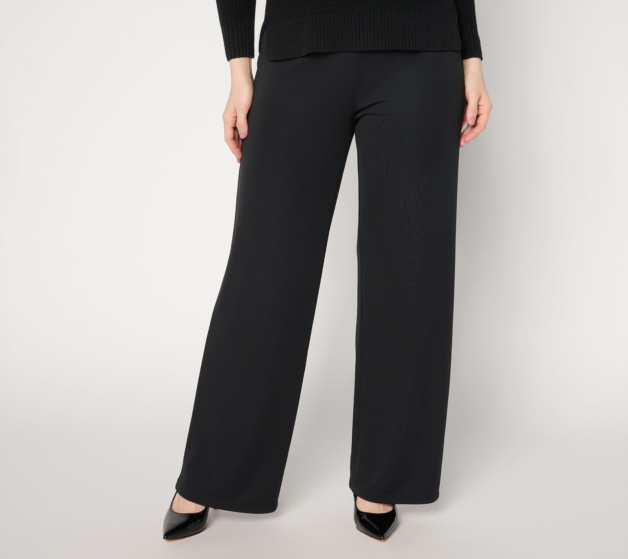 "As Is" Dennis Basso Regular Luxe Jersey Wide Leg Pant- Wide Waistband