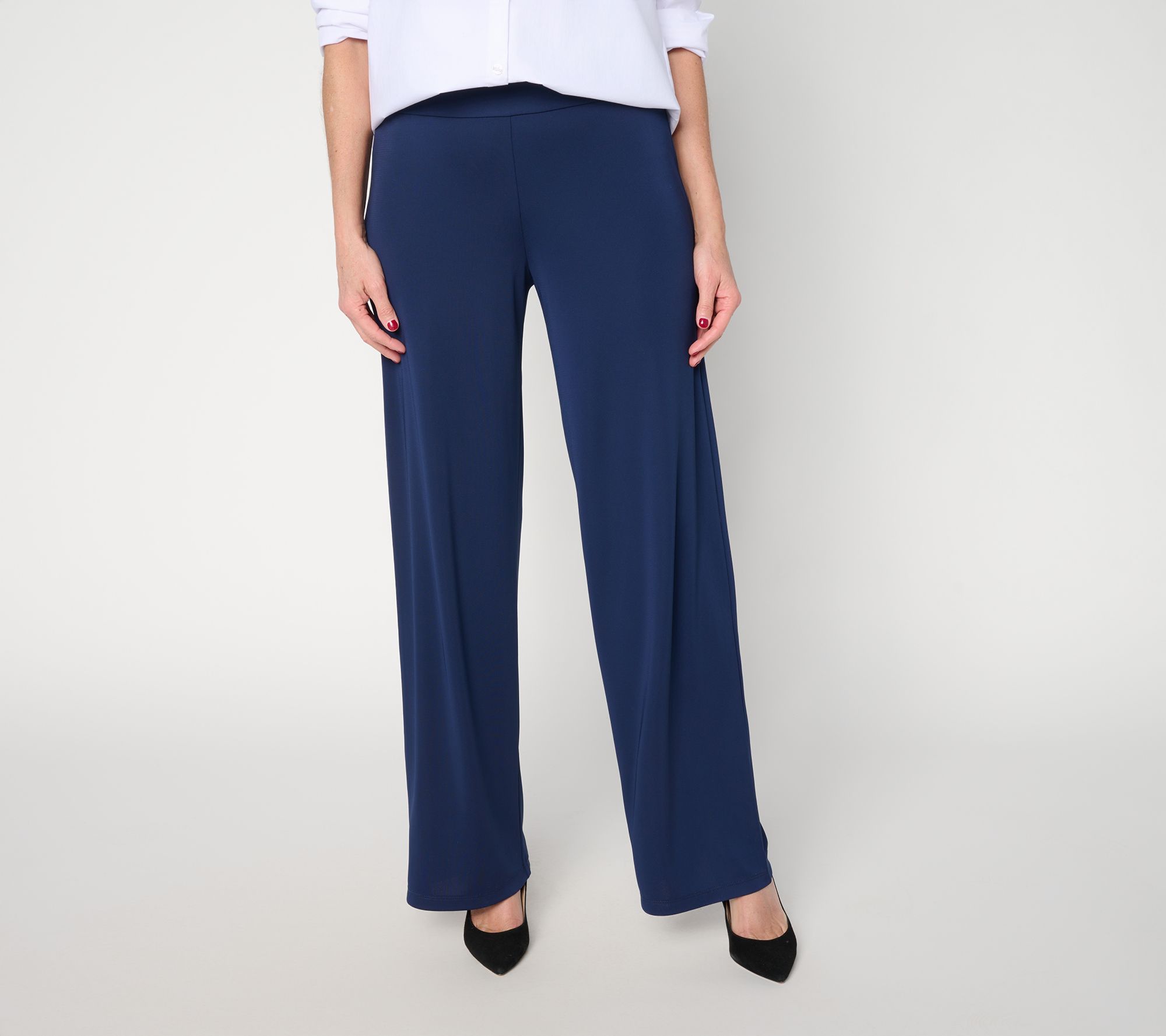 "As Is" Dennis Basso Regular Luxe Jersey Wide Leg Pant- Wide Waistband