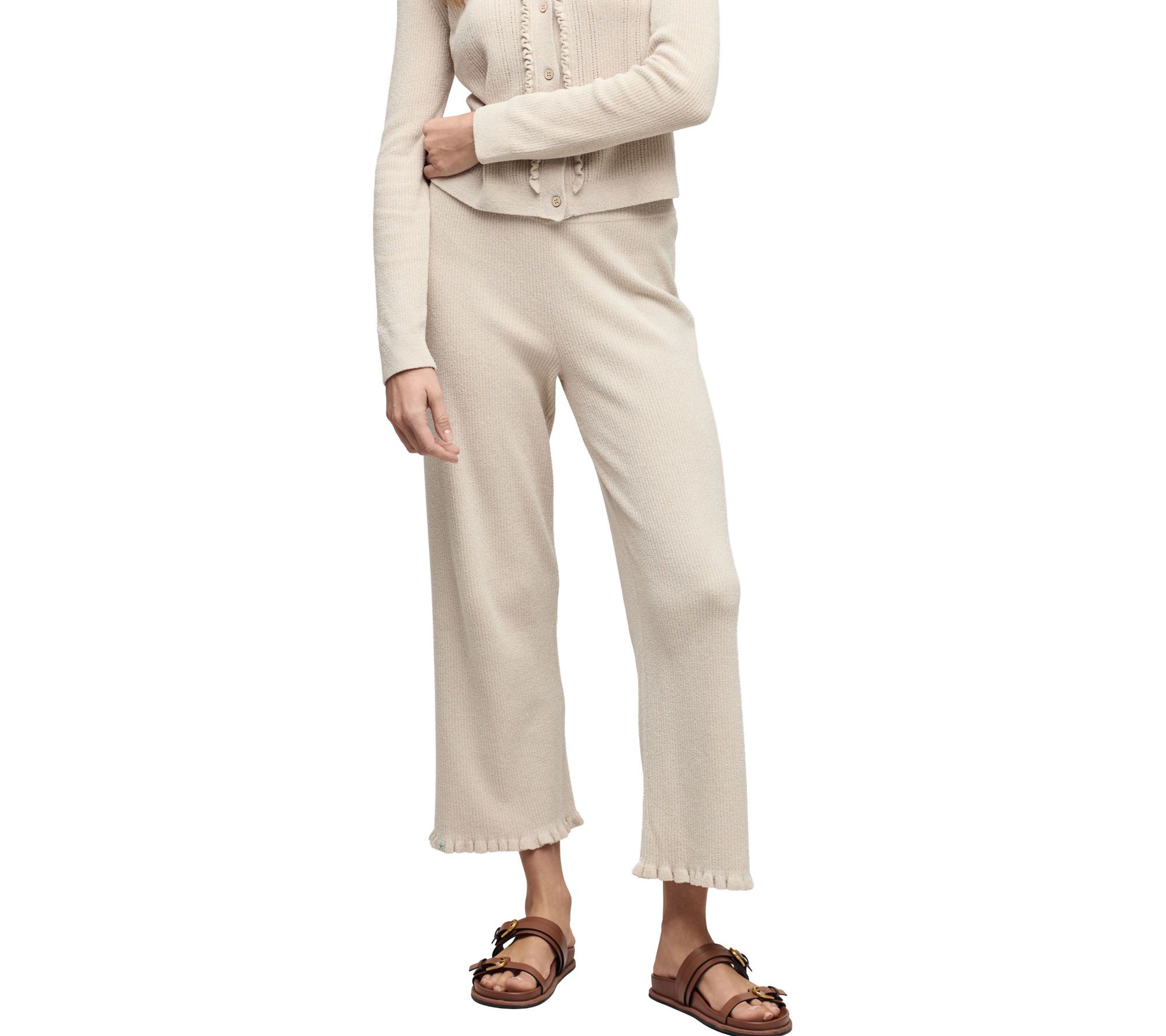 Barefoot Dreams CozyChic Ultra Lite Rib Ruffl e Hem Ankle Pan