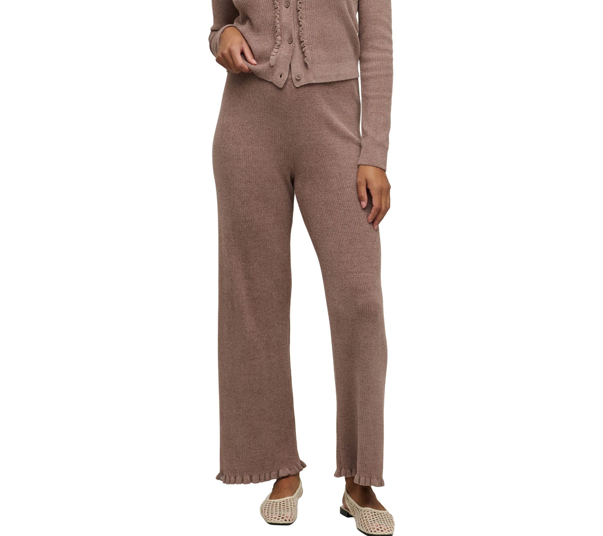 Barefoot Dreams CozyChic Ultra Lite Rib Ruffl e Hem Ankle Pan