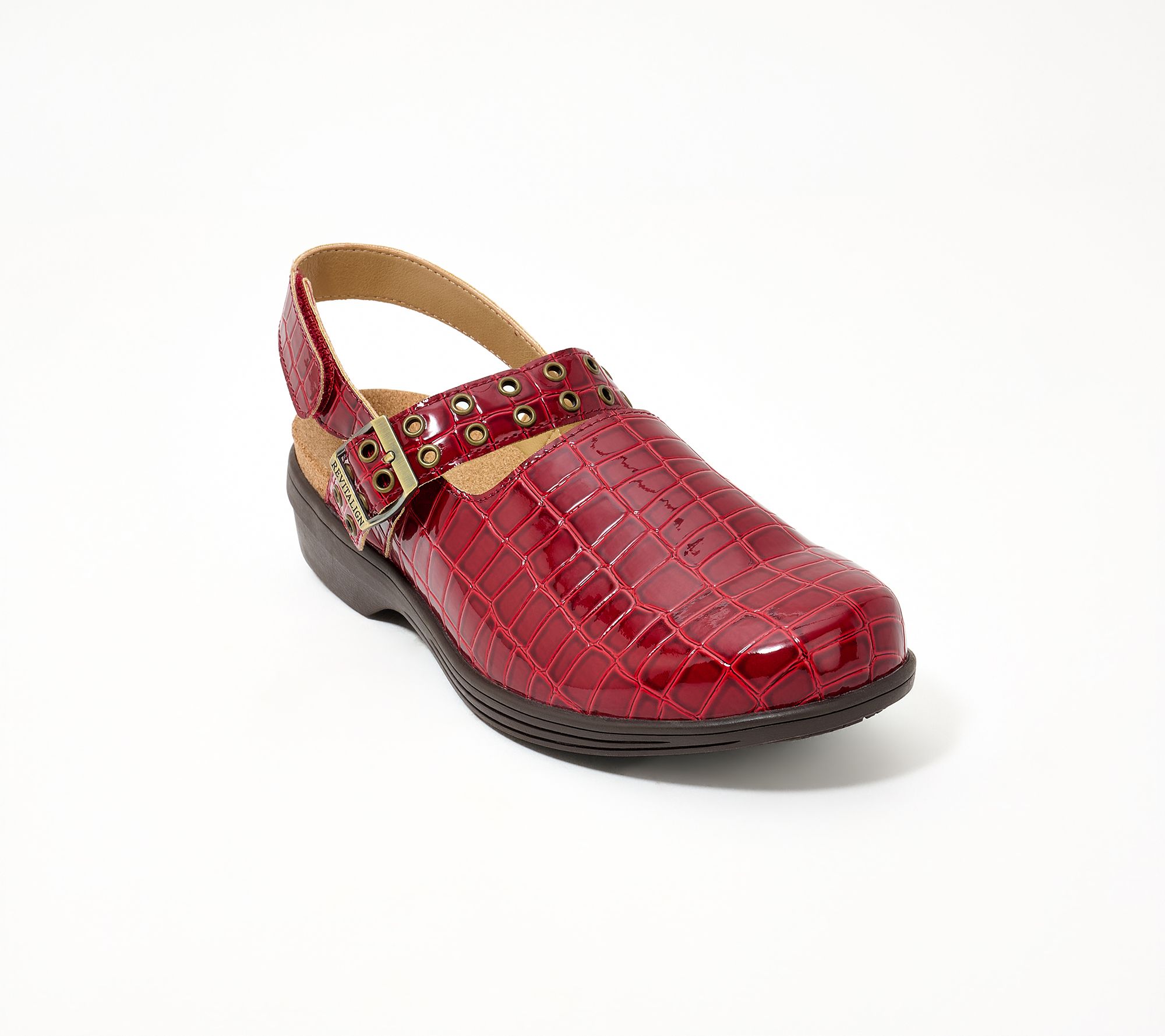 Revitalign Orthotic Croco Mary Jane Clogs - Topanga