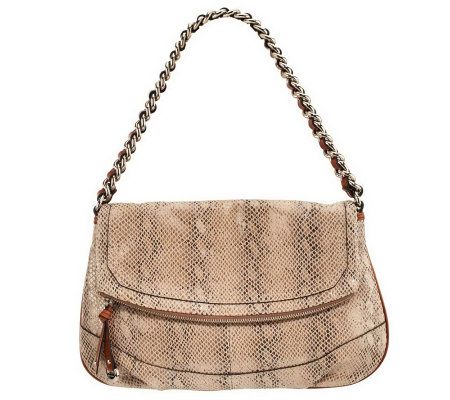 B. Makowsky Leather Shoulder Bag with Chain Detail - Page 1 — QVC.com