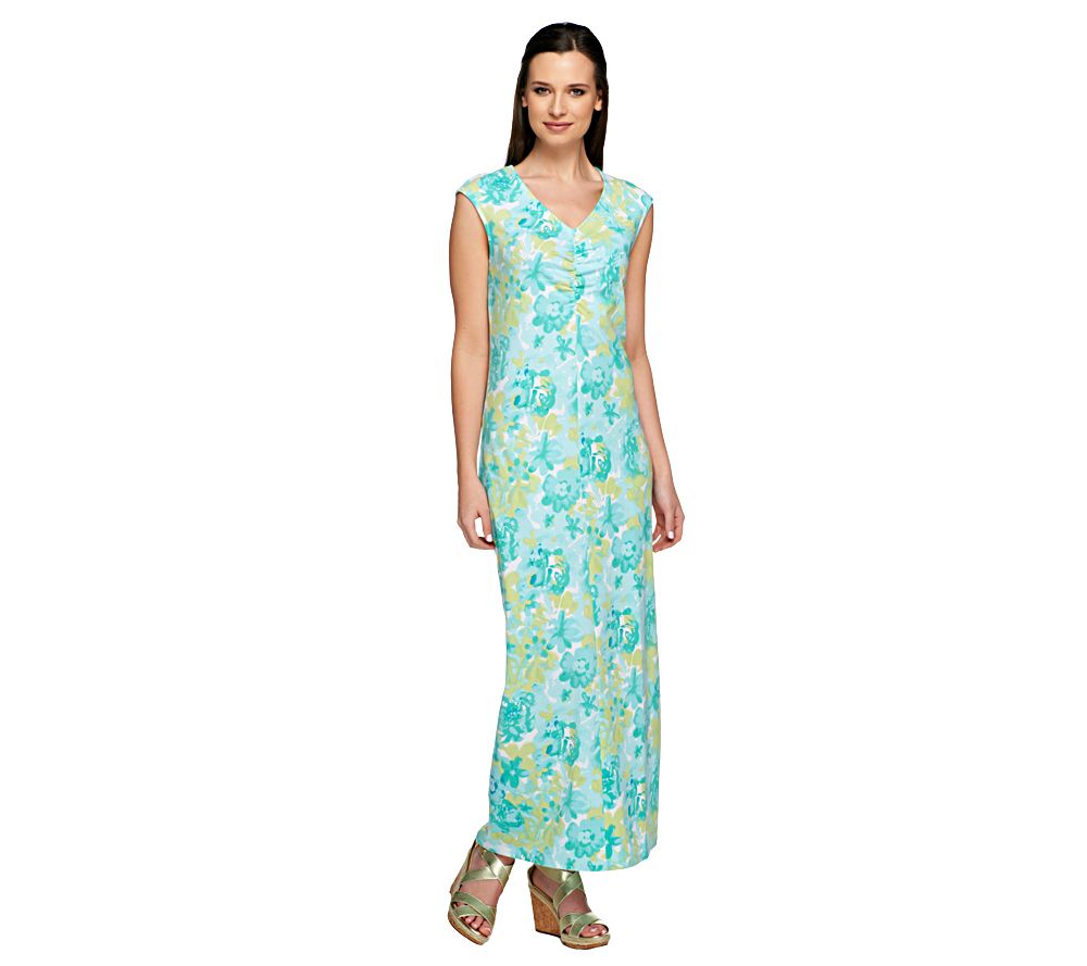 Denim & Co. Petite Floral Print Sleeveless Maxi Dress - Page 1 — QVC.com